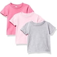 thumbnail image 1 of Marky G Apparel Baby and Toddler Short-Sleeve T-Shirts 100% Cotton Jersey Crew-Neck Tee, 24M, Pink/Raspberry/Heather(Pack of 3), 1 of 7