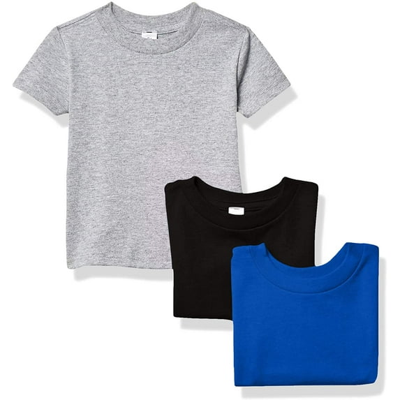 Marky G Apparel Baby and Toddler Short-Sleeve T-Shirts 100% Cotton Jersey Crew-Neck Tee, 6M, Royal/Black/Heather(Pack of 3)
