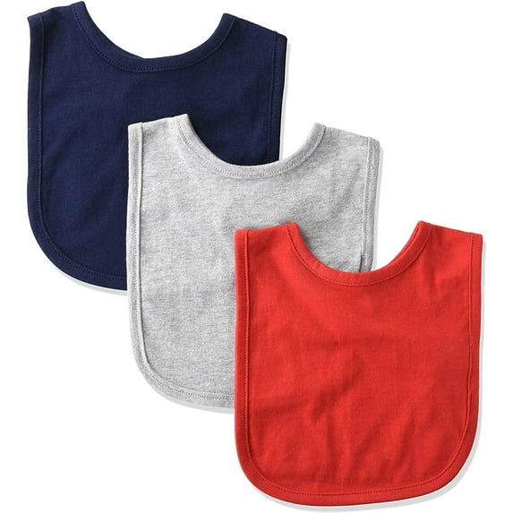 Marky G Apparel Cotton Contrast Trim Feeding Baby Bibs, 3pk Unisex