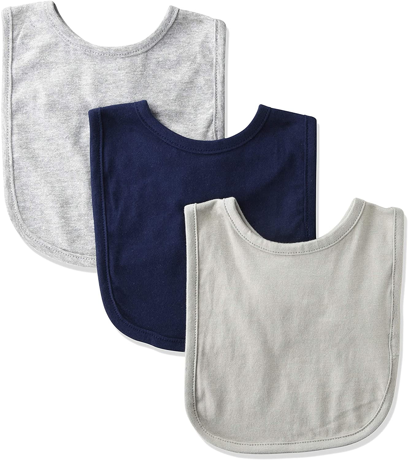Marky G Apparel Cotton Contrast Trim Feeding Baby Bibs, 3pk Unisex