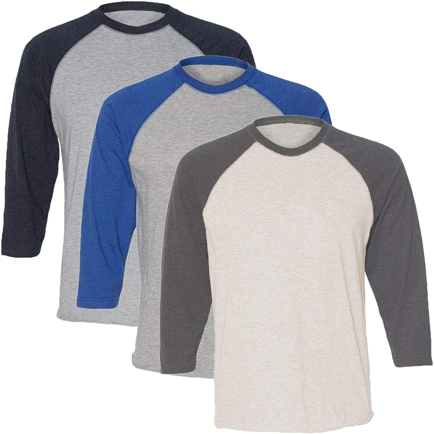 Marky G Apparel Girls' Baseball 3/4 Sleeve T-Shirt (Pack of 3)