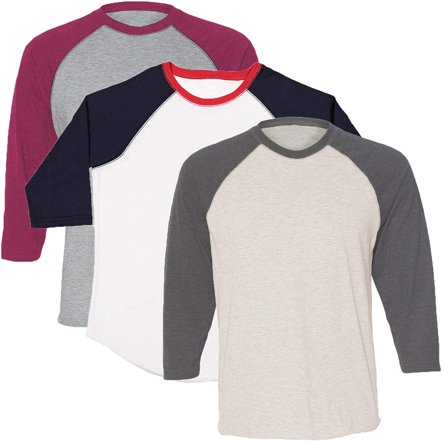 Marky G Apparel Girls' Baseball 3/4 Sleeve T-Shirt (Pack of 3)