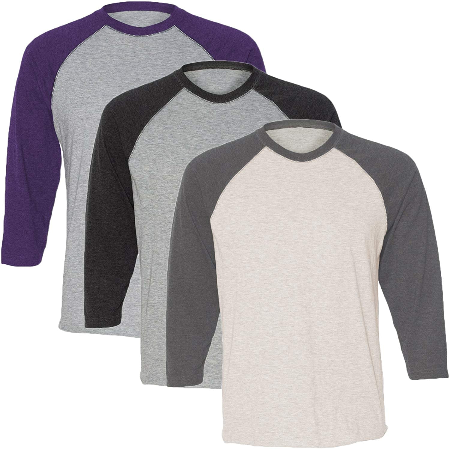 Marky G Apparel Girls' Baseball 3/4 Sleeve T-Shirt (Pack of 3)
