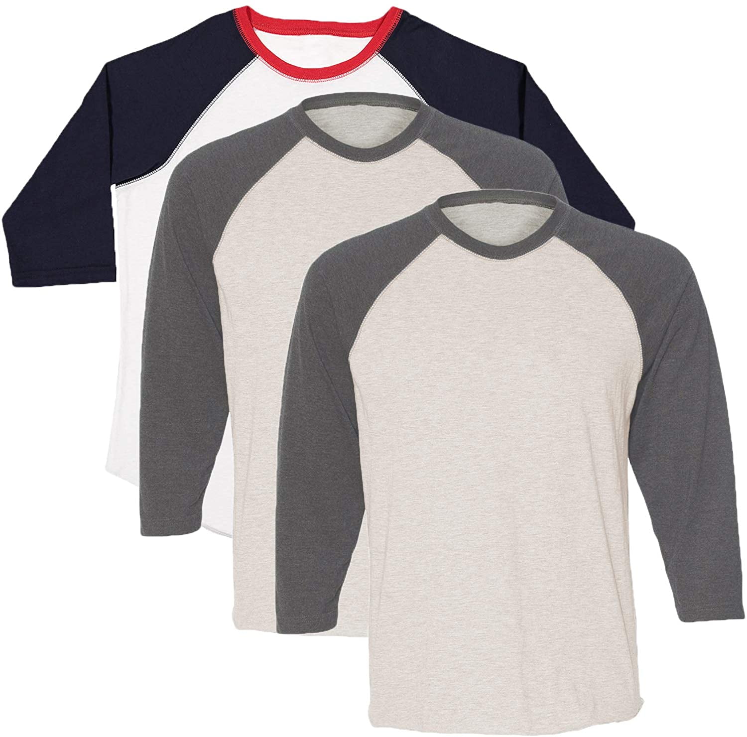 Marky G Apparel Girls' Baseball 3/4 Sleeve T-Shirt (Pack of 3)
