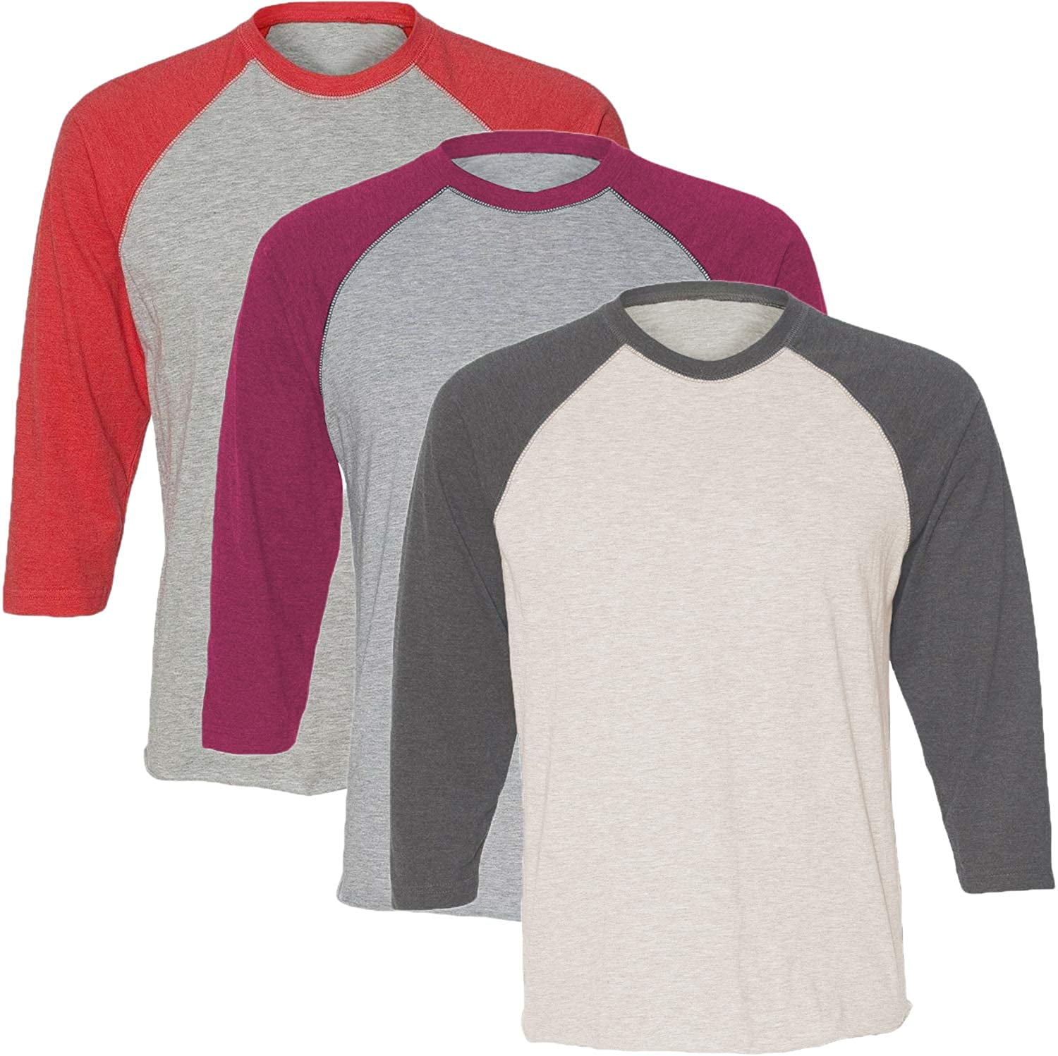 Marky G Apparel Girls' Baseball 3/4 Sleeve T-Shirt (Pack of 3)