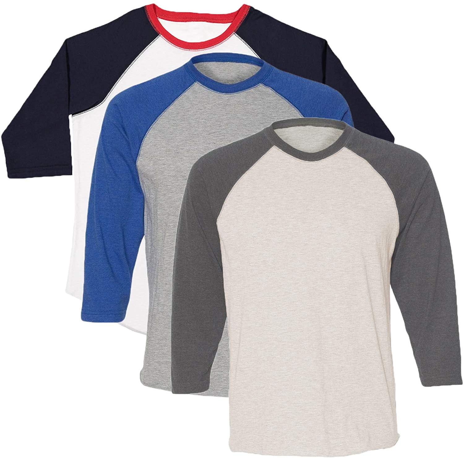 Marky G Apparel Girls' Baseball 3/4 Sleeve T-Shirt (Pack of 3)