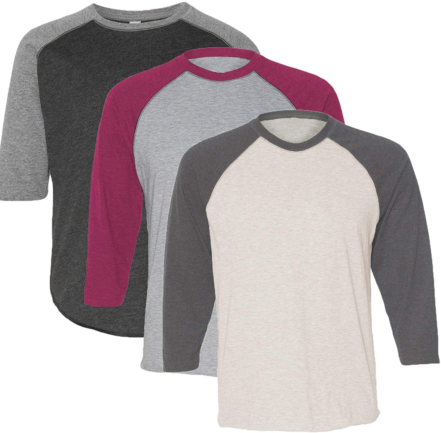 Marky G Apparel Girls' Baseball 3/4 Sleeve T-Shirt (Pack of 3)