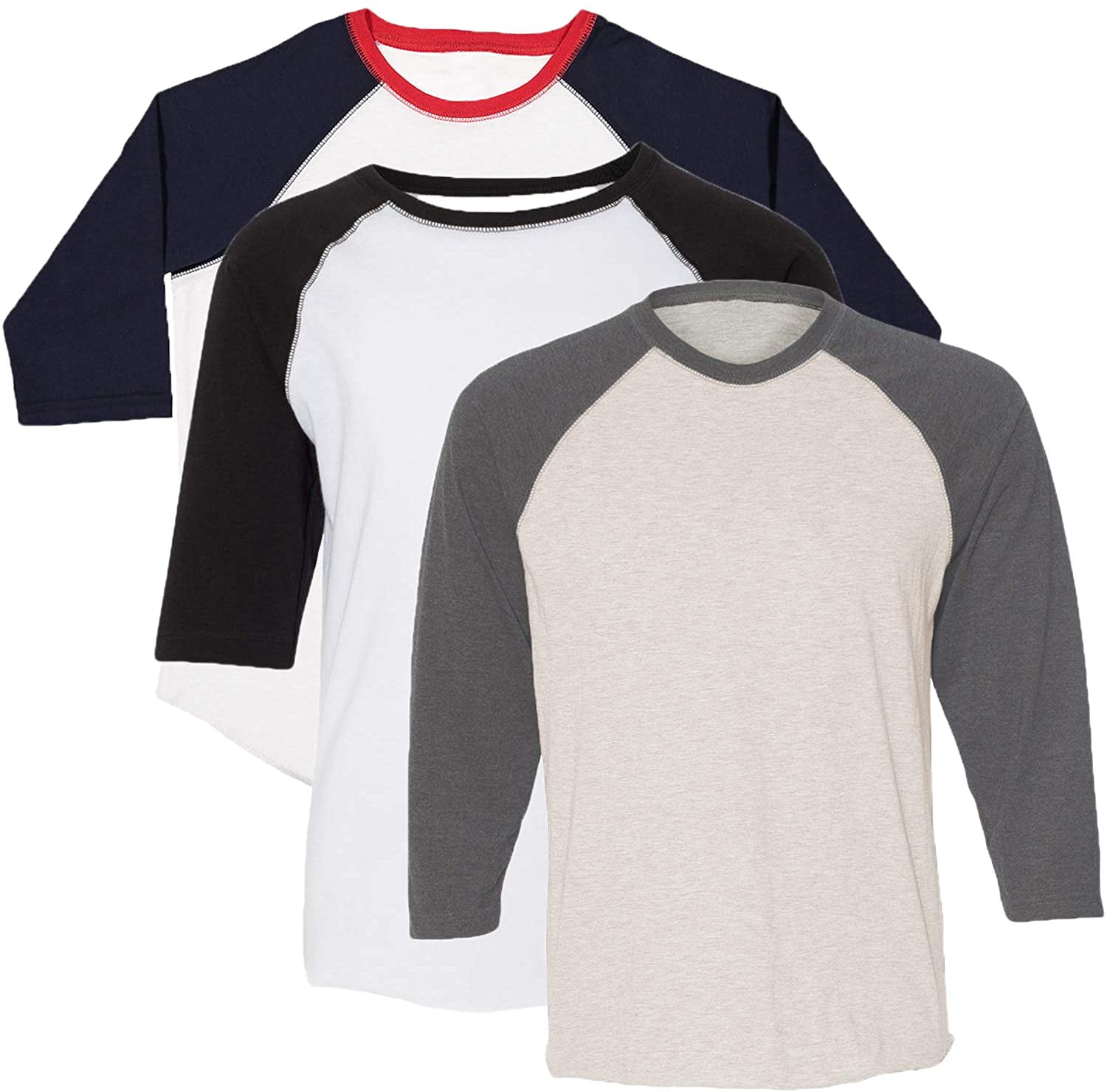 Marky G Apparel Girls' Baseball 3/4 Sleeve T-Shirt (Pack of 3)