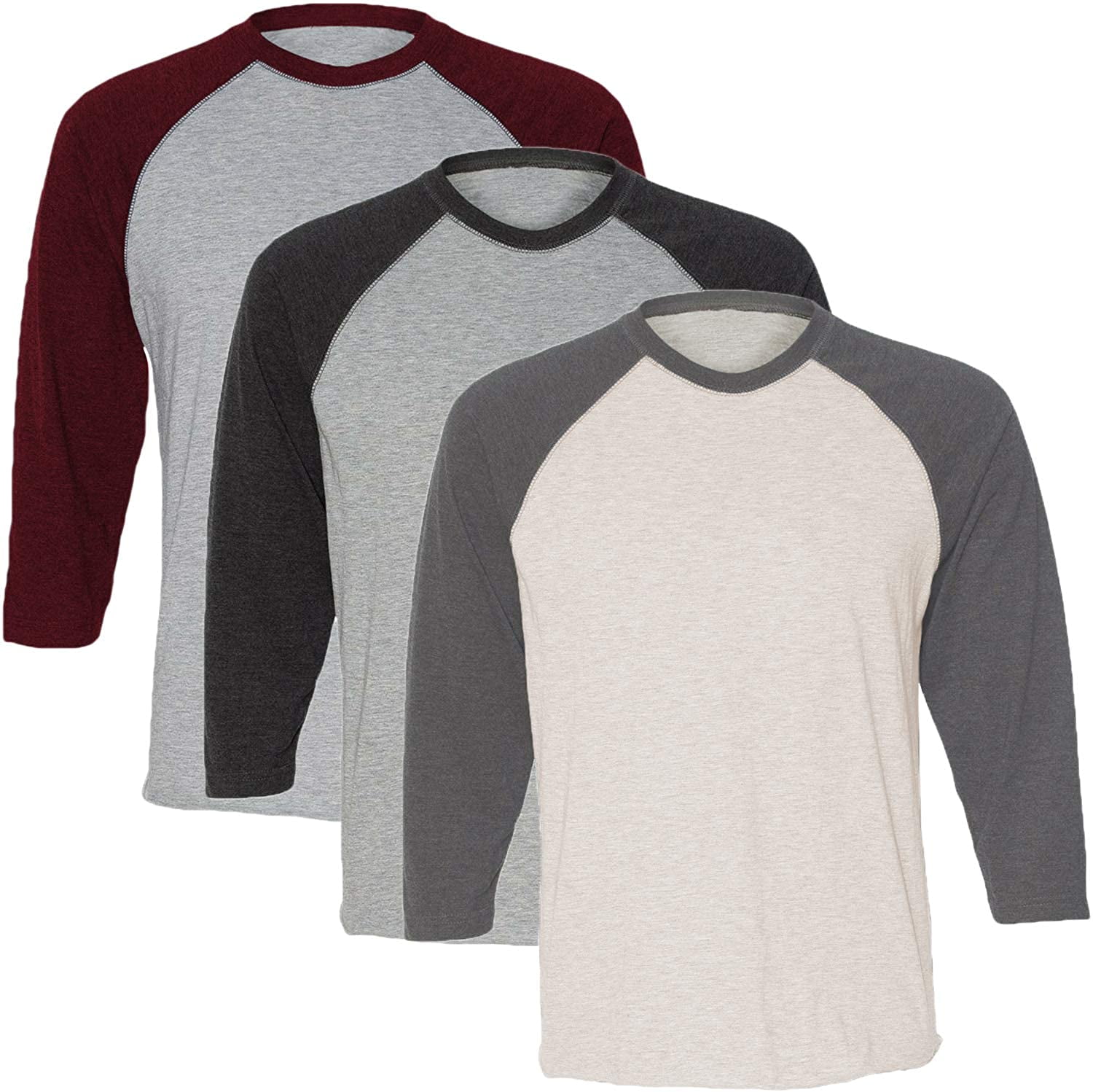 Marky G Apparel Girls' Baseball 3/4 Sleeve T-Shirt (Pack of 3)