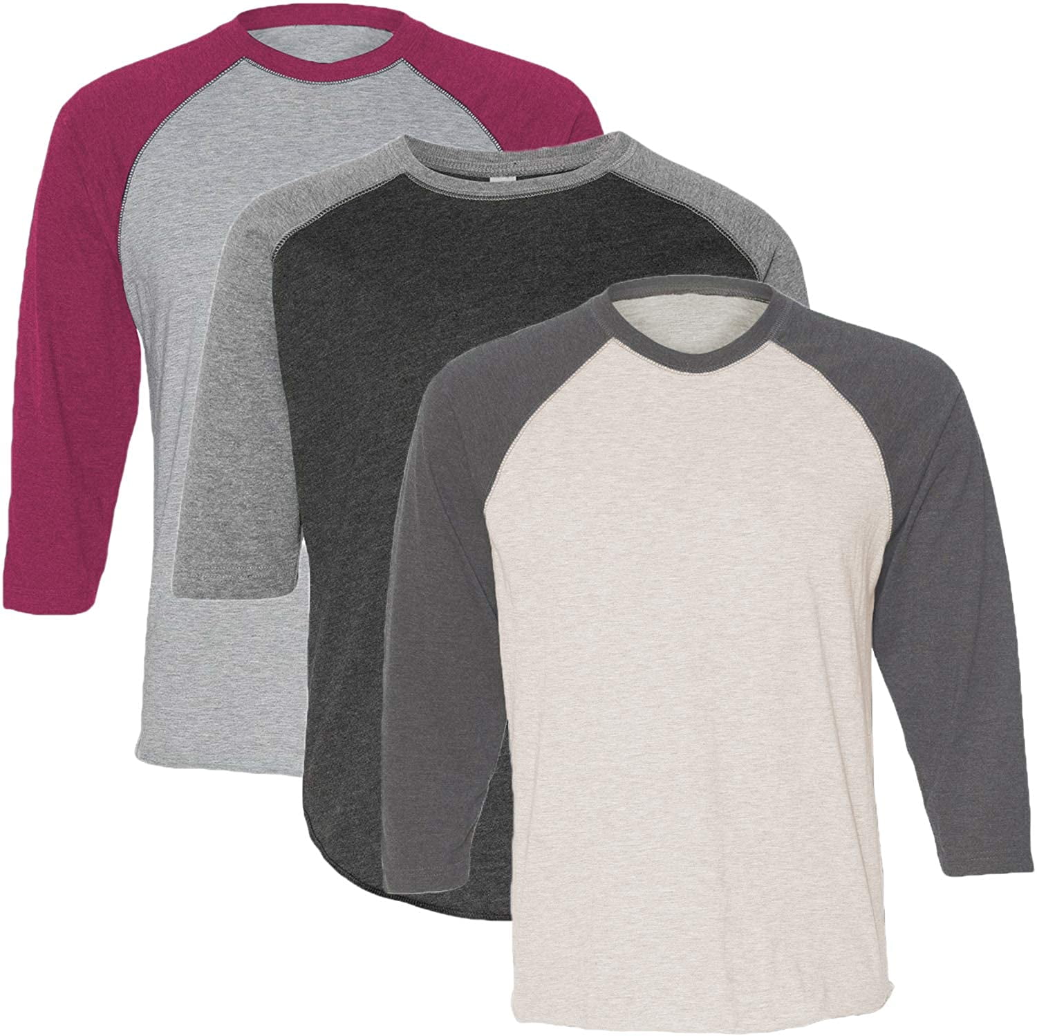 Marky G Apparel Girls' Baseball 3/4 Sleeve T-Shirt (Pack of 3)