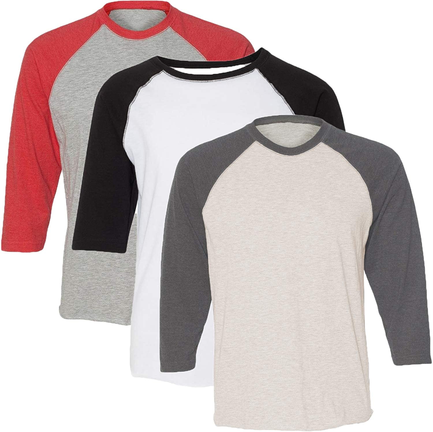 Marky G Apparel Girls' Baseball 3/4 Sleeve T-Shirt (Pack of 3)