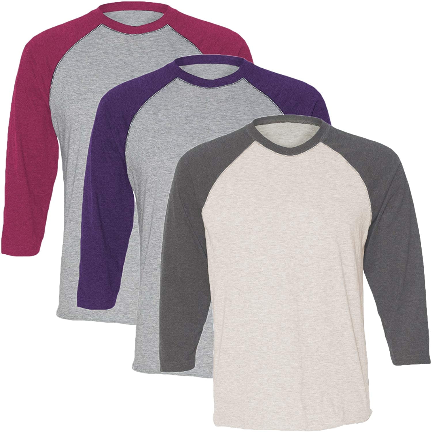 Marky G Apparel Girls' Baseball 3/4 Sleeve T-Shirt (Pack of 3)