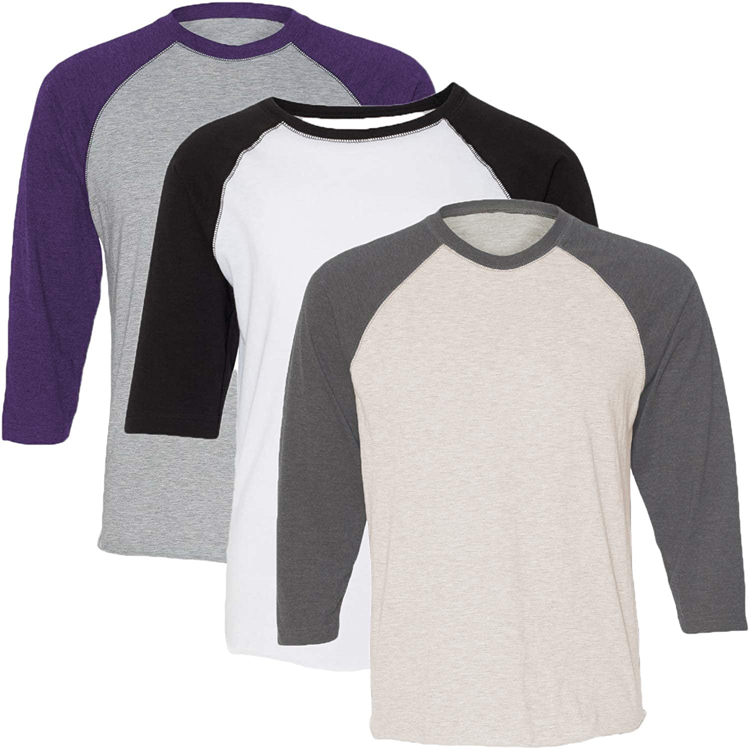 Marky G Apparel Girls' Baseball 3/4 Sleeve T-Shirt (Pack of 3)