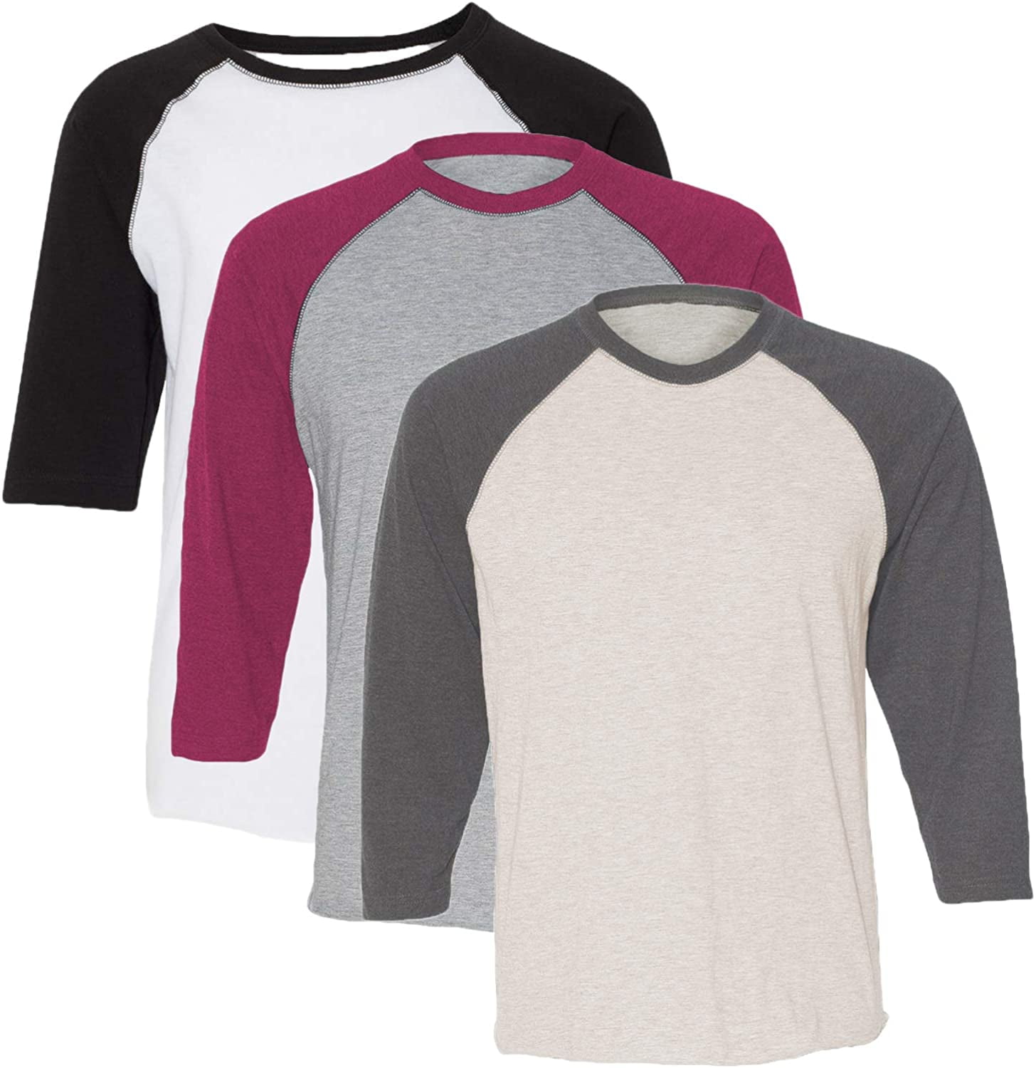 Marky G Apparel Girls' Baseball 3/4 Sleeve T-Shirt (Pack of 3)