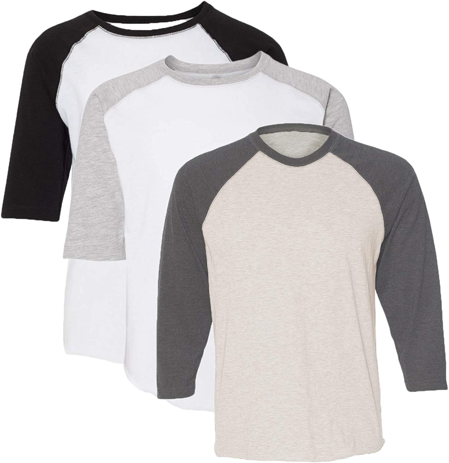 Marky G Apparel Girls' Baseball 3/4 Sleeve T-Shirt (Pack of 3)