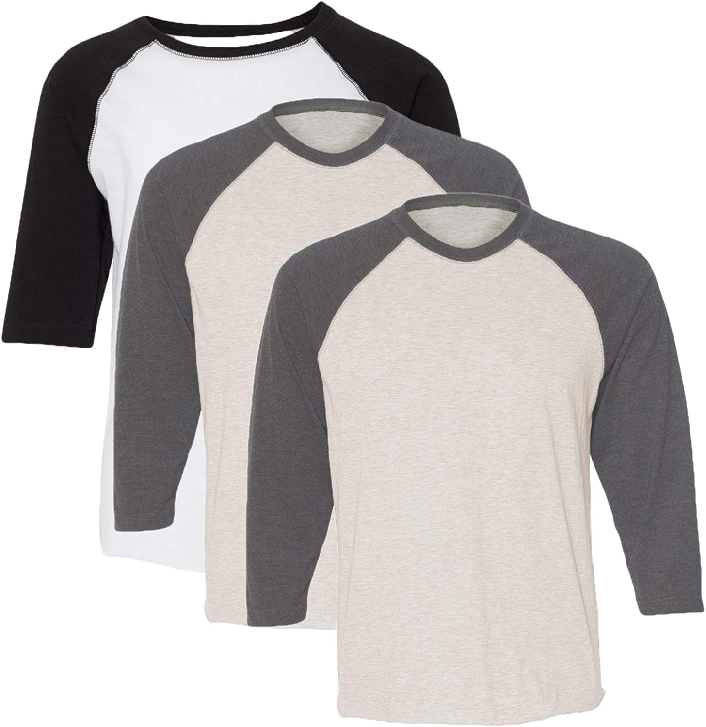 Marky G Apparel Girls' Baseball 3/4 Sleeve T-Shirt (Pack of 3)