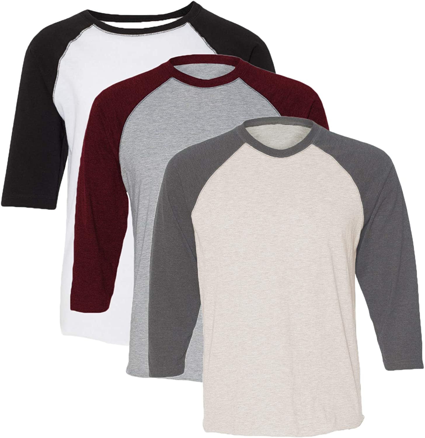 Marky G Apparel Girls' Baseball 3/4 Sleeve T-Shirt (Pack of 3)