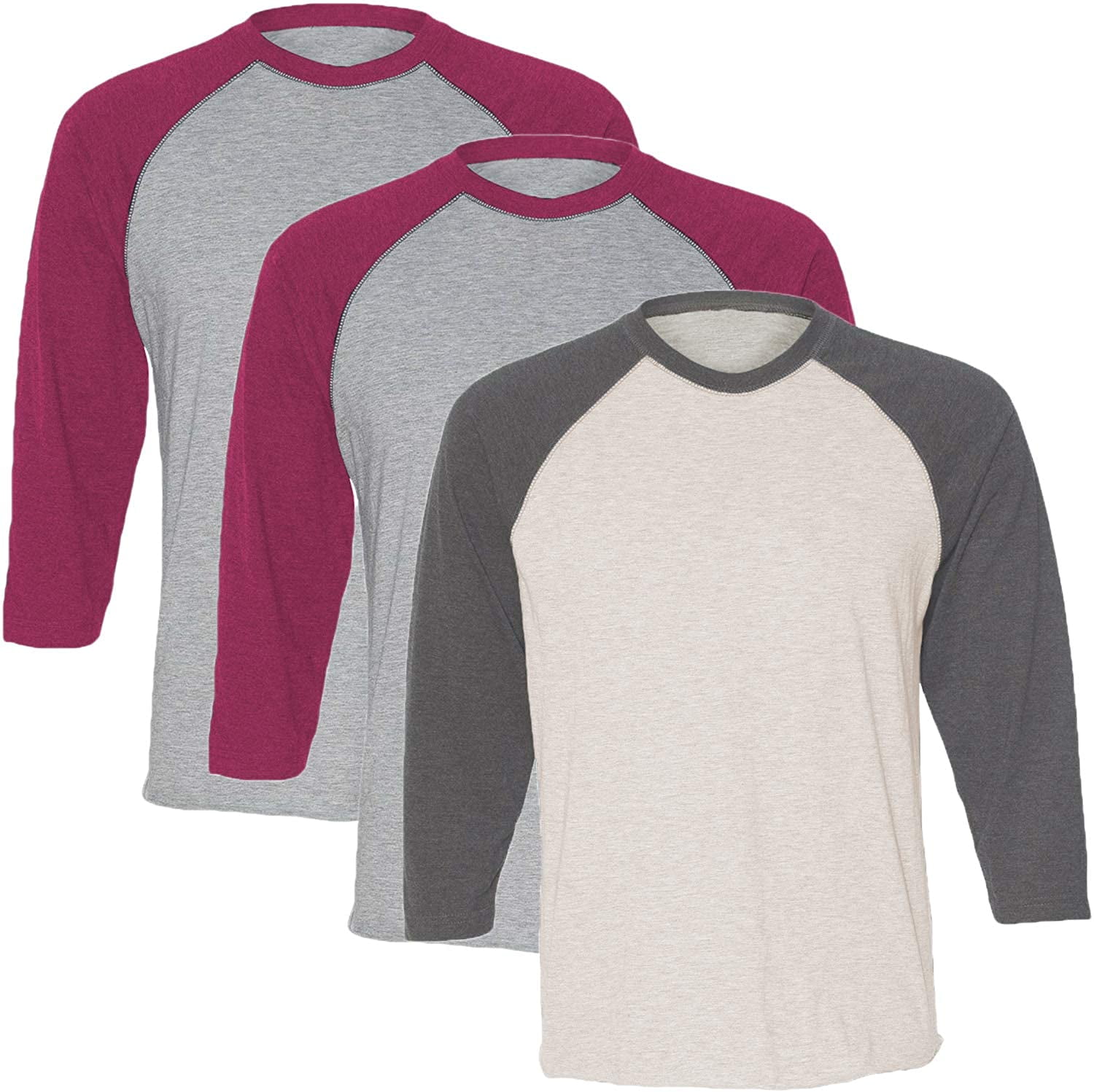 Marky G Apparel Girls' Baseball 3/4 Sleeve T-Shirt (Pack of 3)