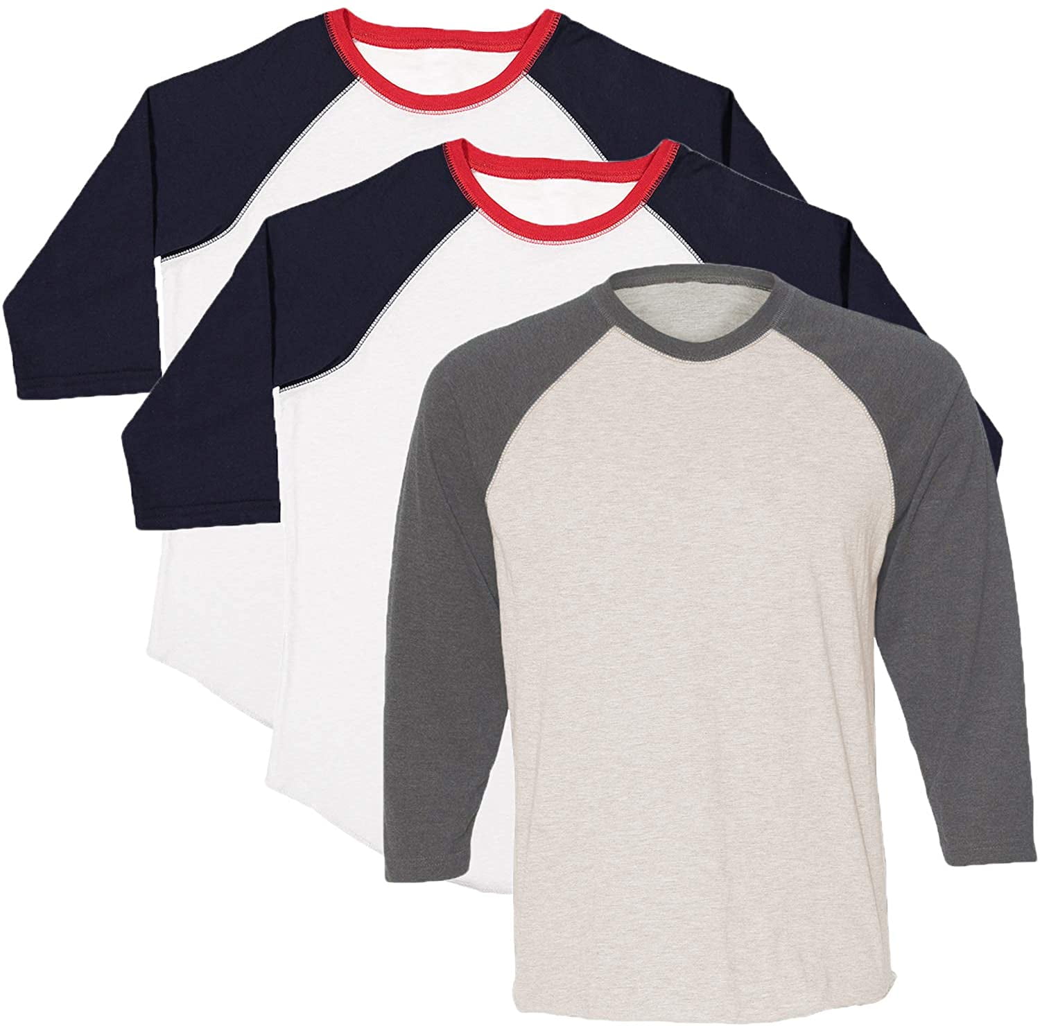Marky G Apparel Girls' Baseball 3/4 Sleeve T-Shirt (Pack of 3)