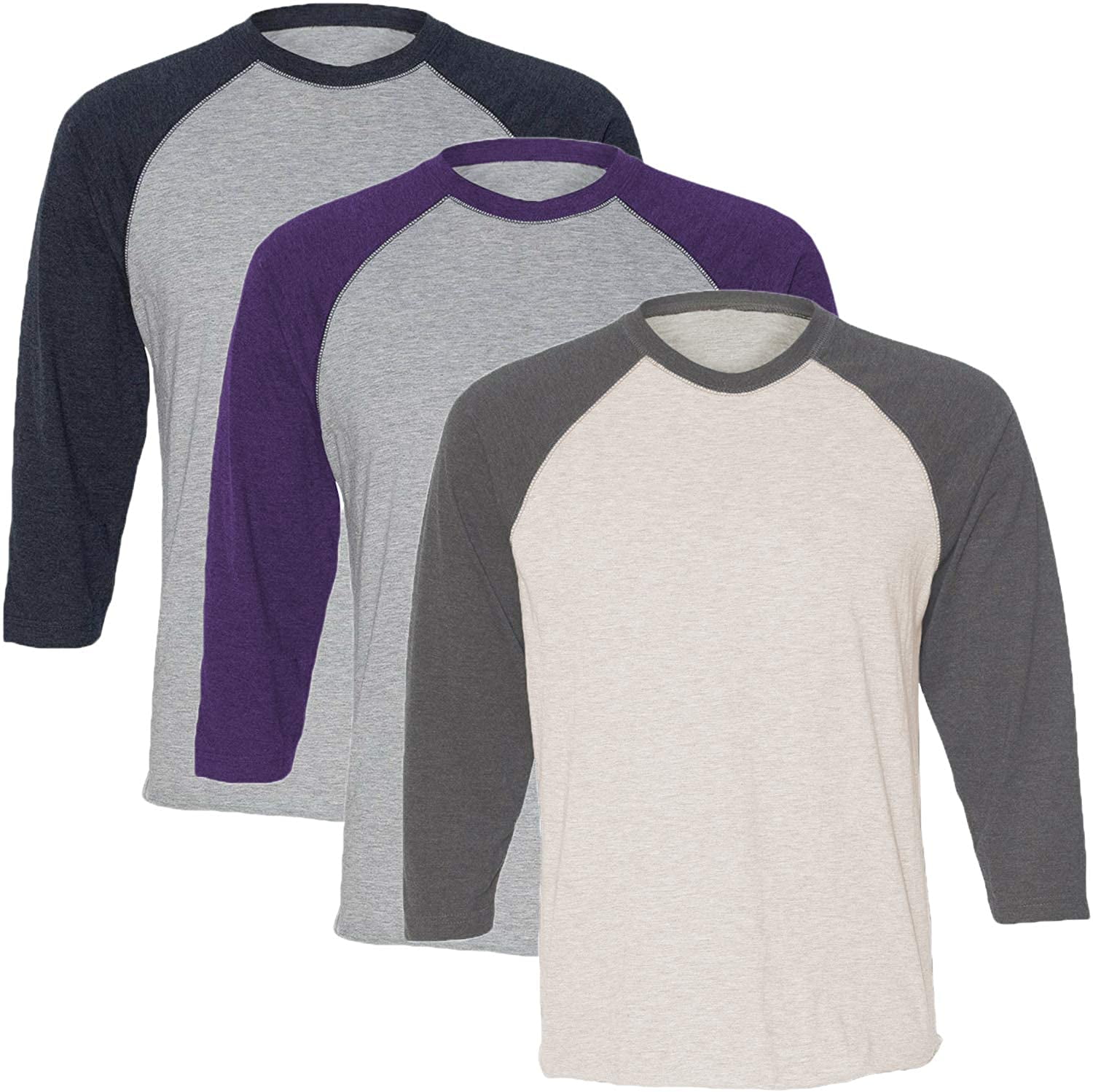 Marky G Apparel Girls' Baseball 3/4 Sleeve T-Shirt (Pack of 3)