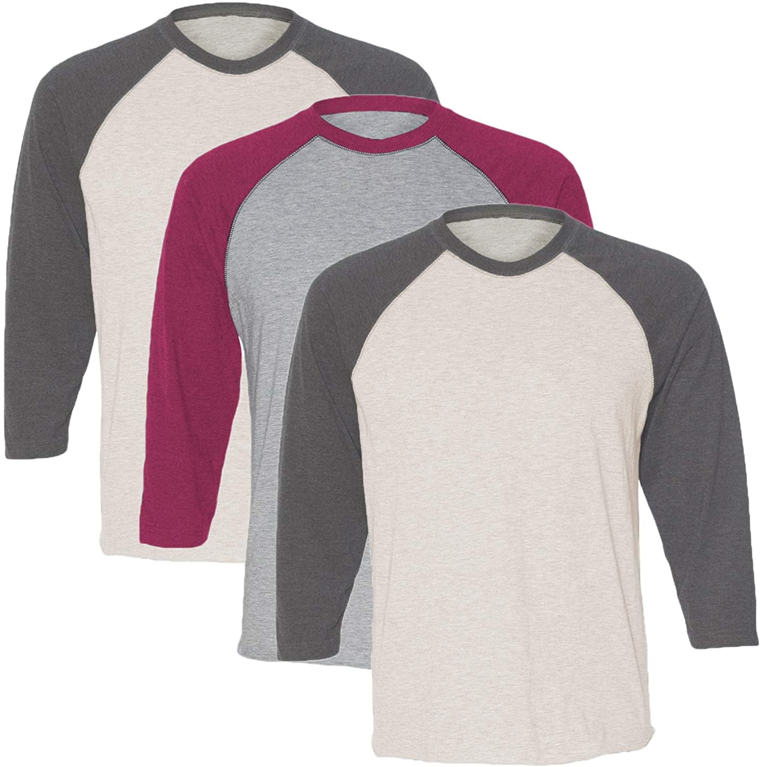 Marky G Apparel Girls' Baseball 3/4 Sleeve T-Shirt (Pack of 3)
