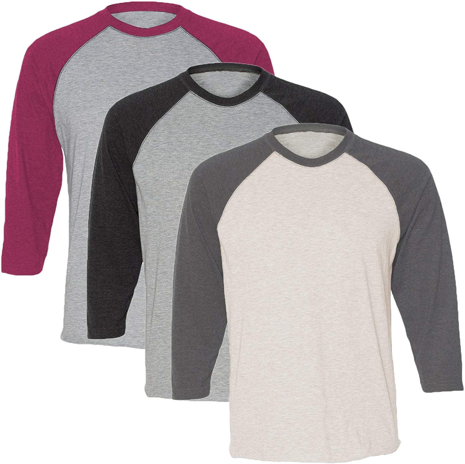 Marky G Apparel Girls' Baseball 3/4 Sleeve T-Shirt (Pack of 3)