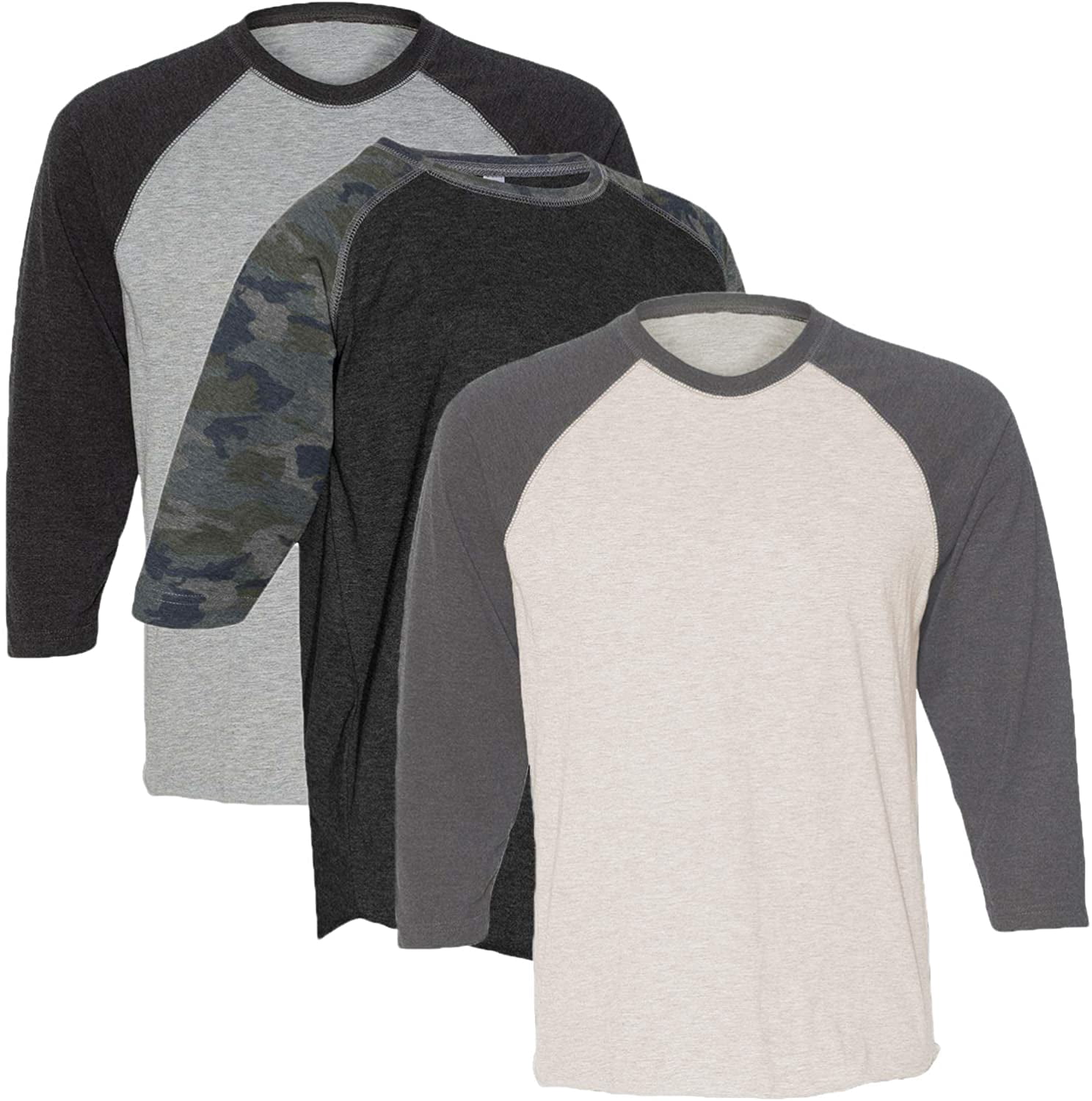 Marky G Apparel Girls' Baseball 3/4 Sleeve T-Shirt (Pack of 3)