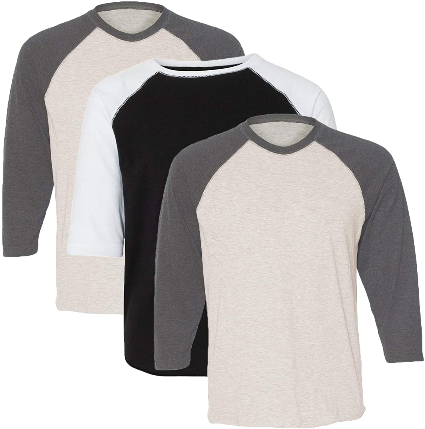 Marky G Apparel Girls' Baseball 3/4 Sleeve T-Shirt (Pack of 3)