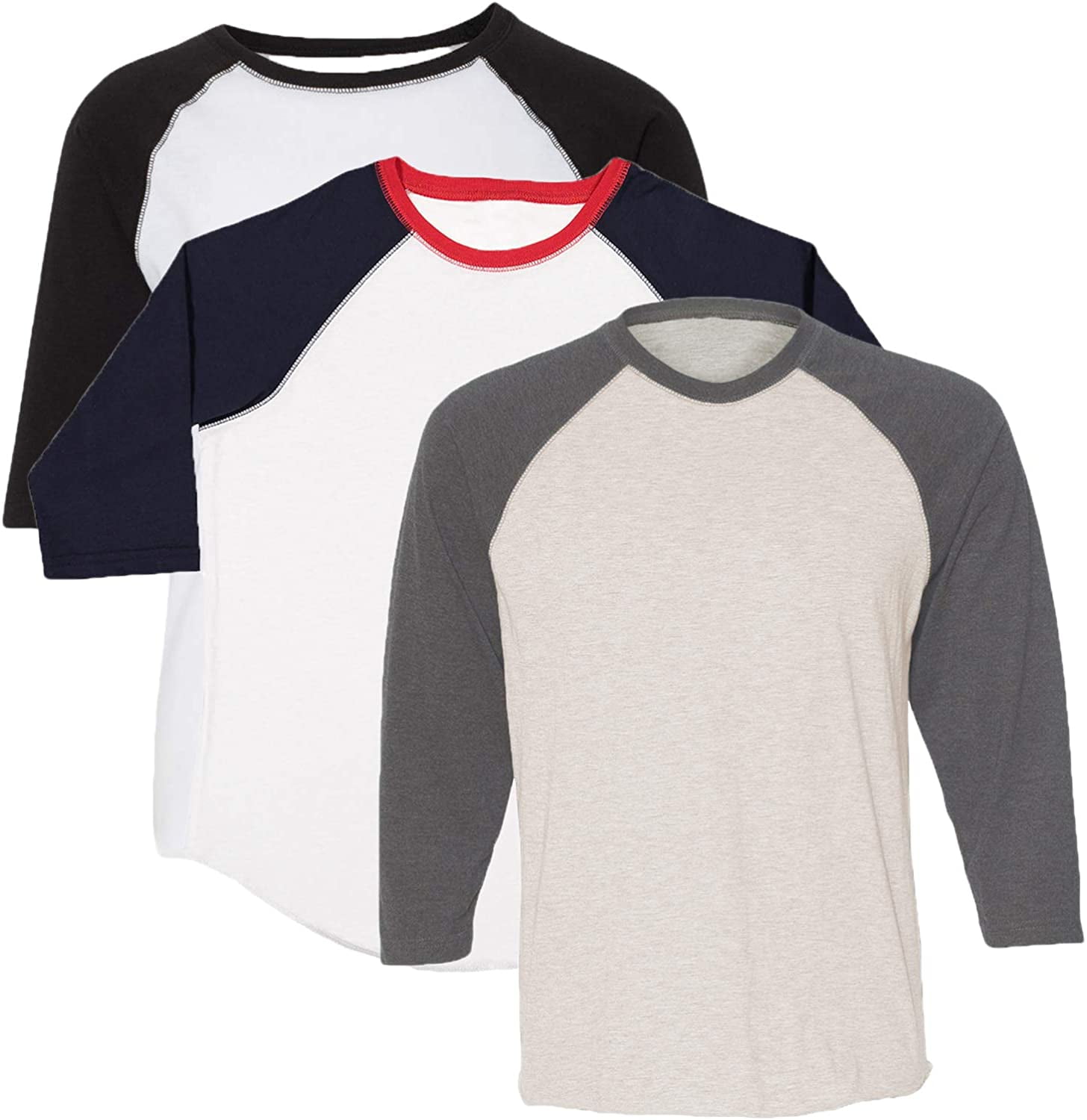 Marky G Apparel Girls' Baseball 3/4 Sleeve T-Shirt (Pack of 3)