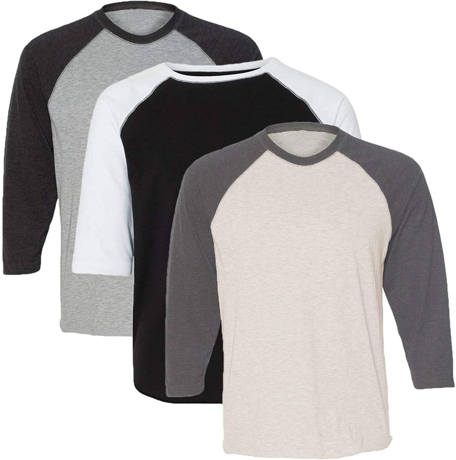 Marky G Apparel Girls' Baseball 3/4 Sleeve T-Shirt (Pack of 3)