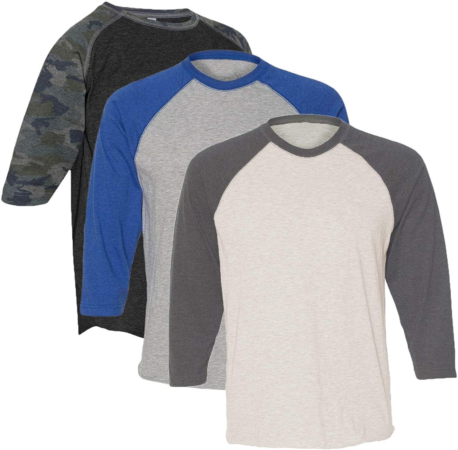 Marky G Apparel Girls' Baseball 3/4 Sleeve T-Shirt (Pack of 3)