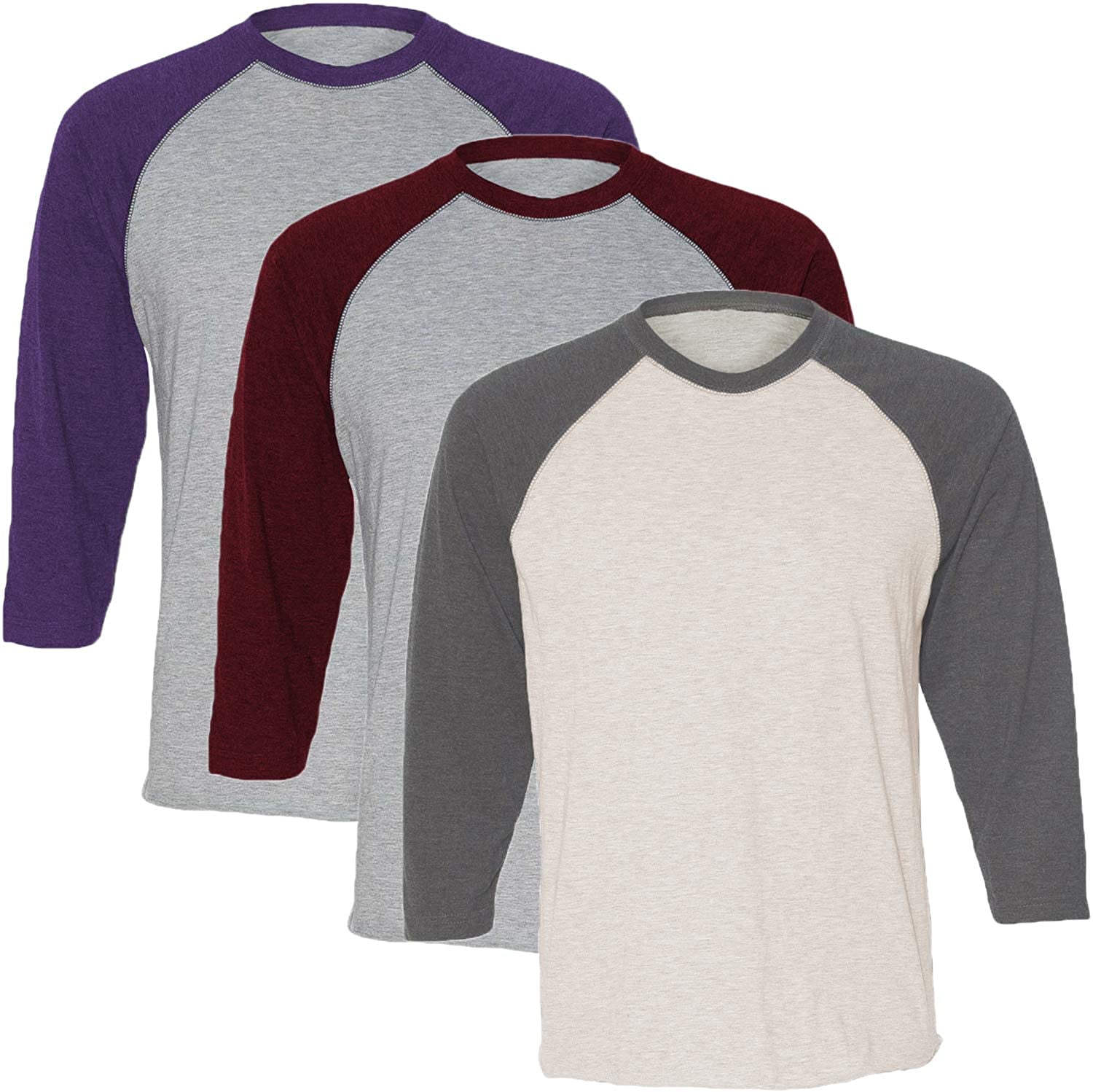 Marky G Apparel Girls' Baseball 3/4 Sleeve T-Shirt (Pack of 3)
