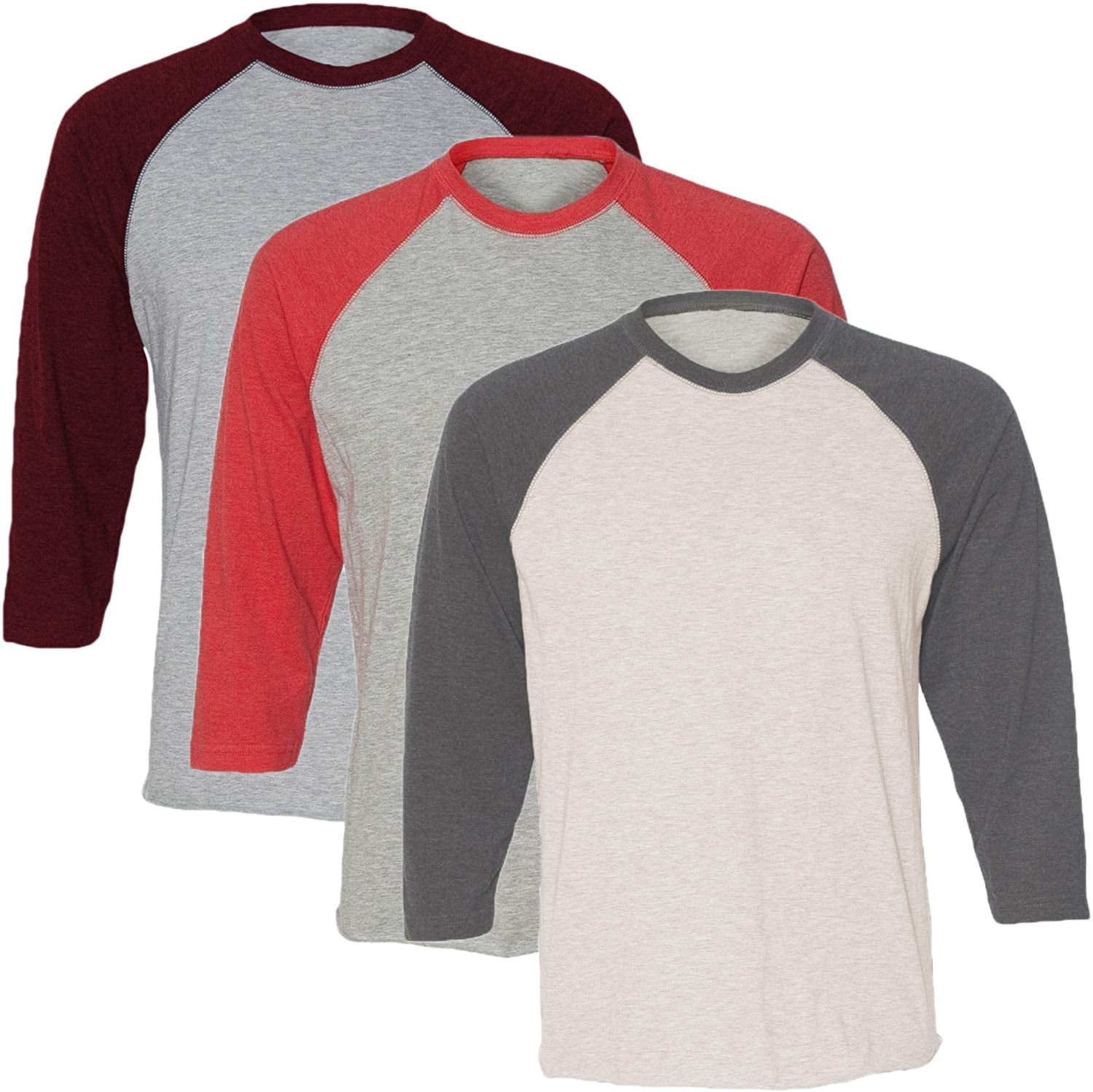 Marky G Apparel Girls' Baseball 3/4 Sleeve T-Shirt (Pack of 3)