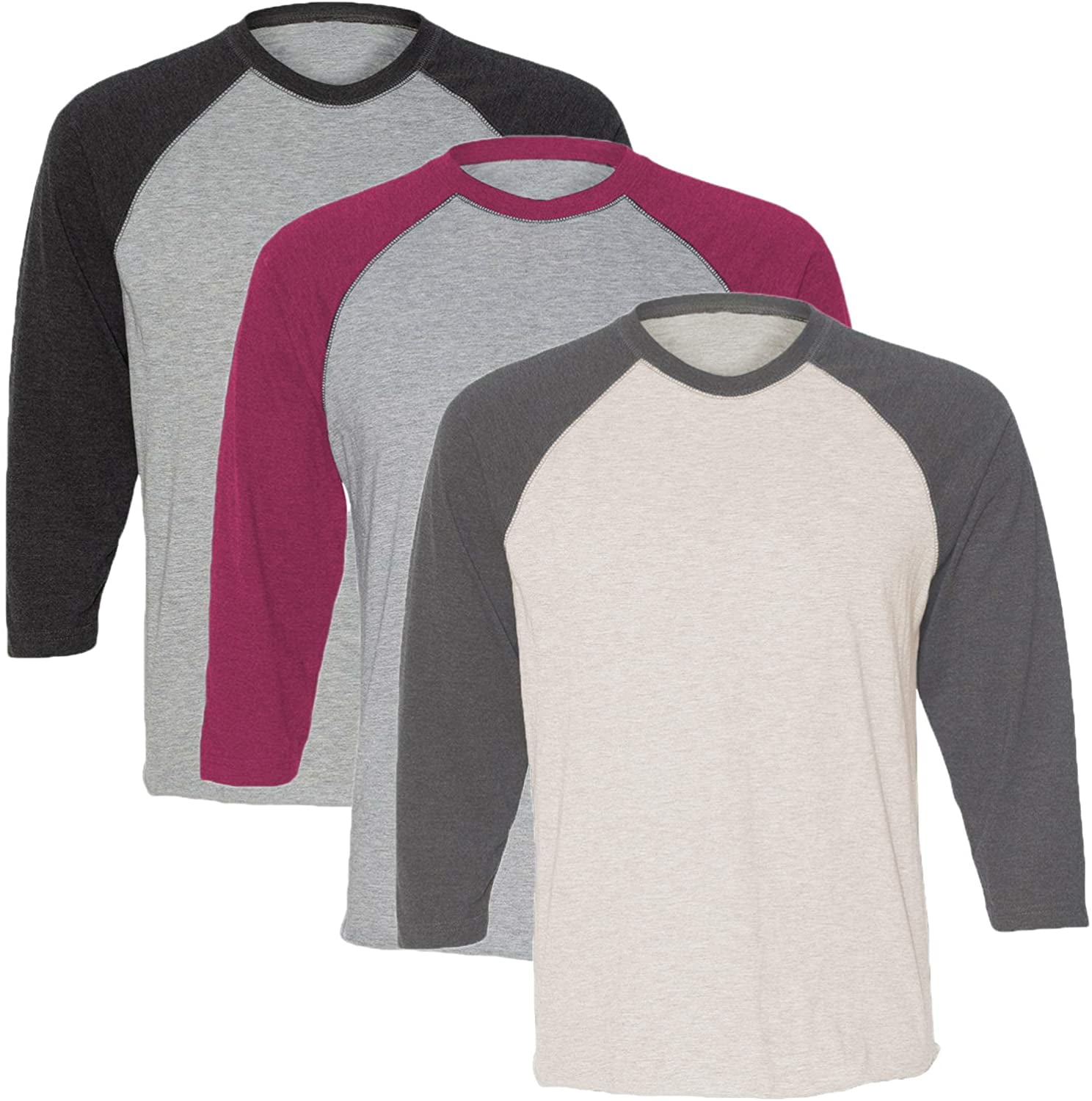 Marky G Apparel Girls' Baseball 3/4 Sleeve T-Shirt (Pack of 3)