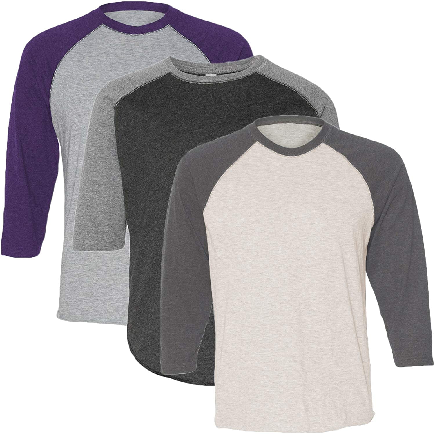 Marky G Apparel Girls' Baseball 3/4 Sleeve T-Shirt (Pack of 3)