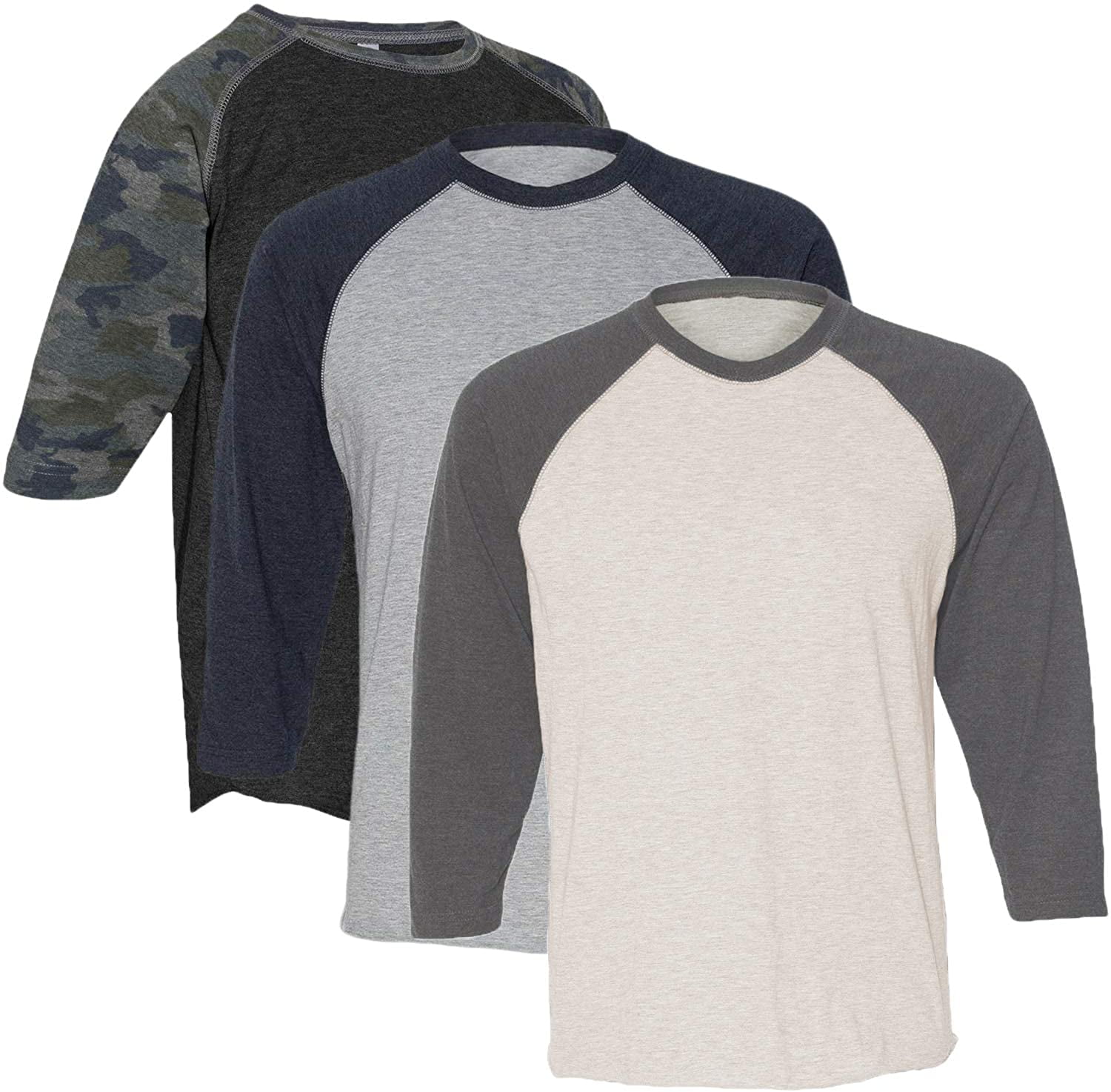 Marky G Apparel Girls' Baseball 3/4 Sleeve T-Shirt (Pack of 3)