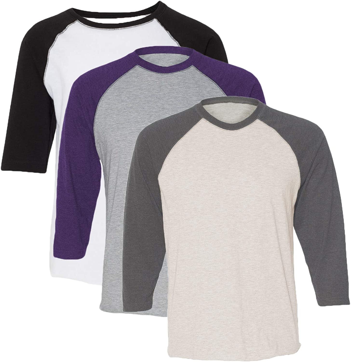 Marky G Apparel Girls' Baseball 3/4 Sleeve T-Shirt (Pack of 3)