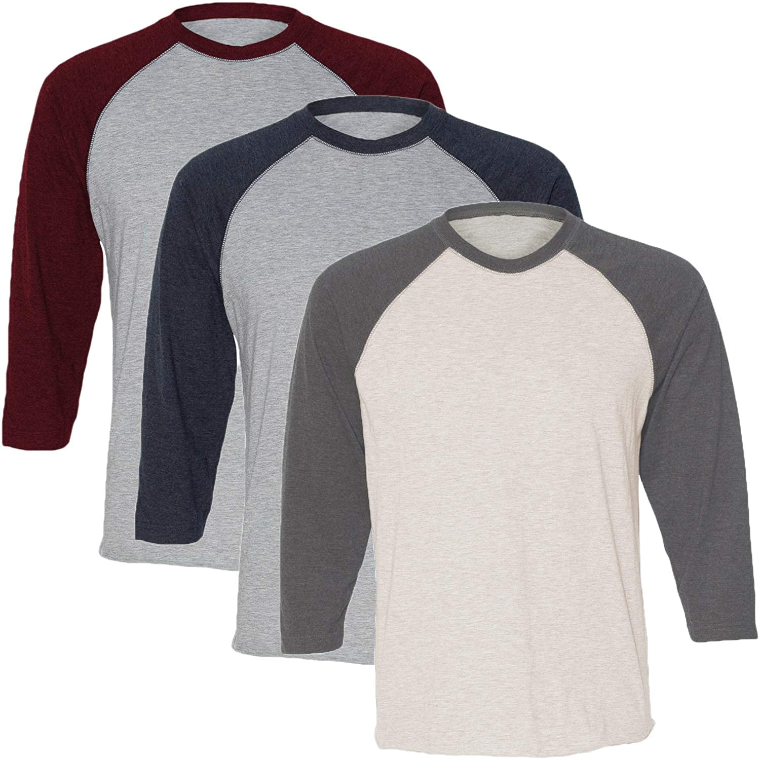 Marky G Apparel Girls' Baseball 3/4 Sleeve T-Shirt (Pack of 3)