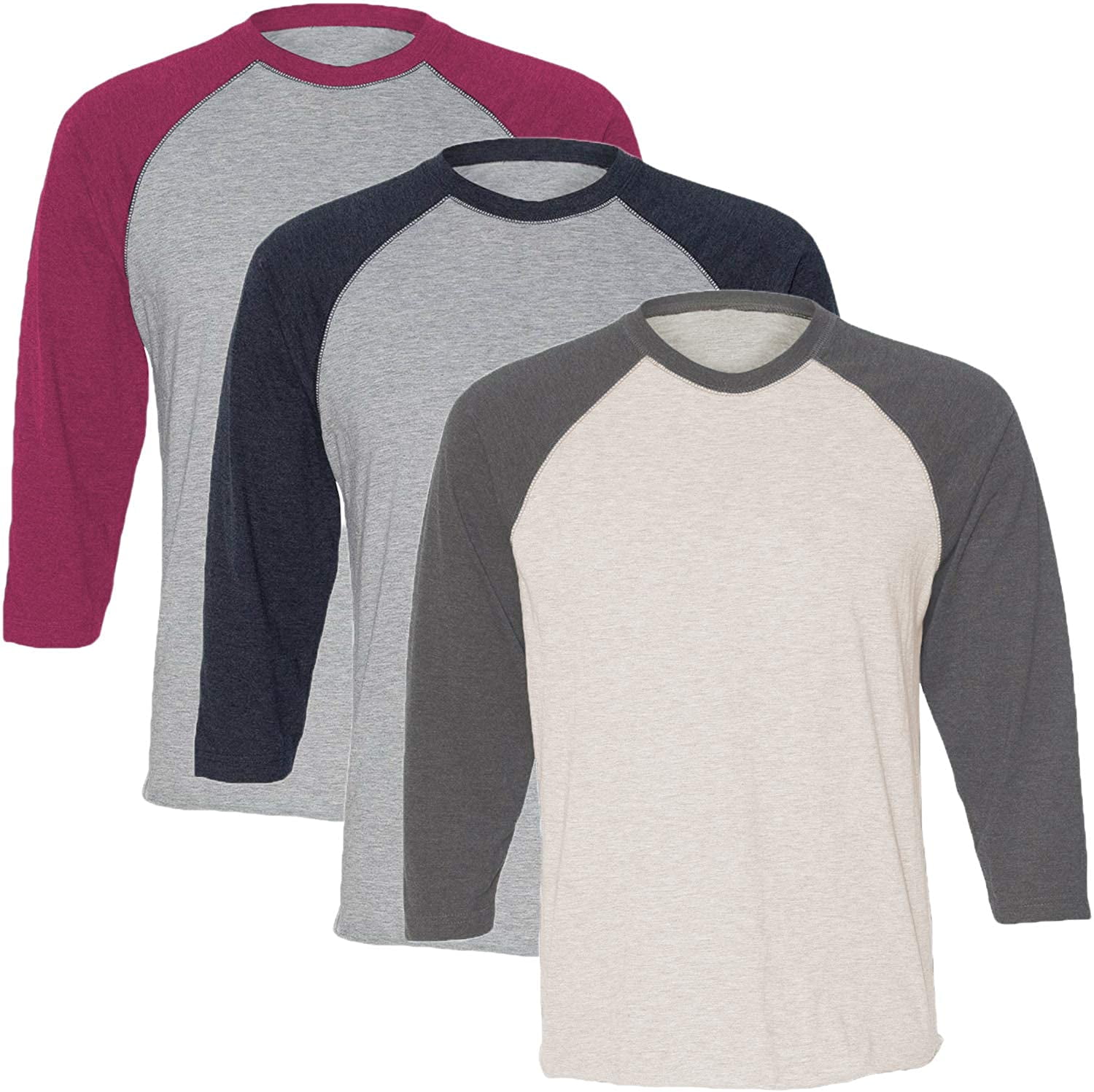 Marky G Apparel Girls' Baseball 3/4 Sleeve T-Shirt (Pack of 3)
