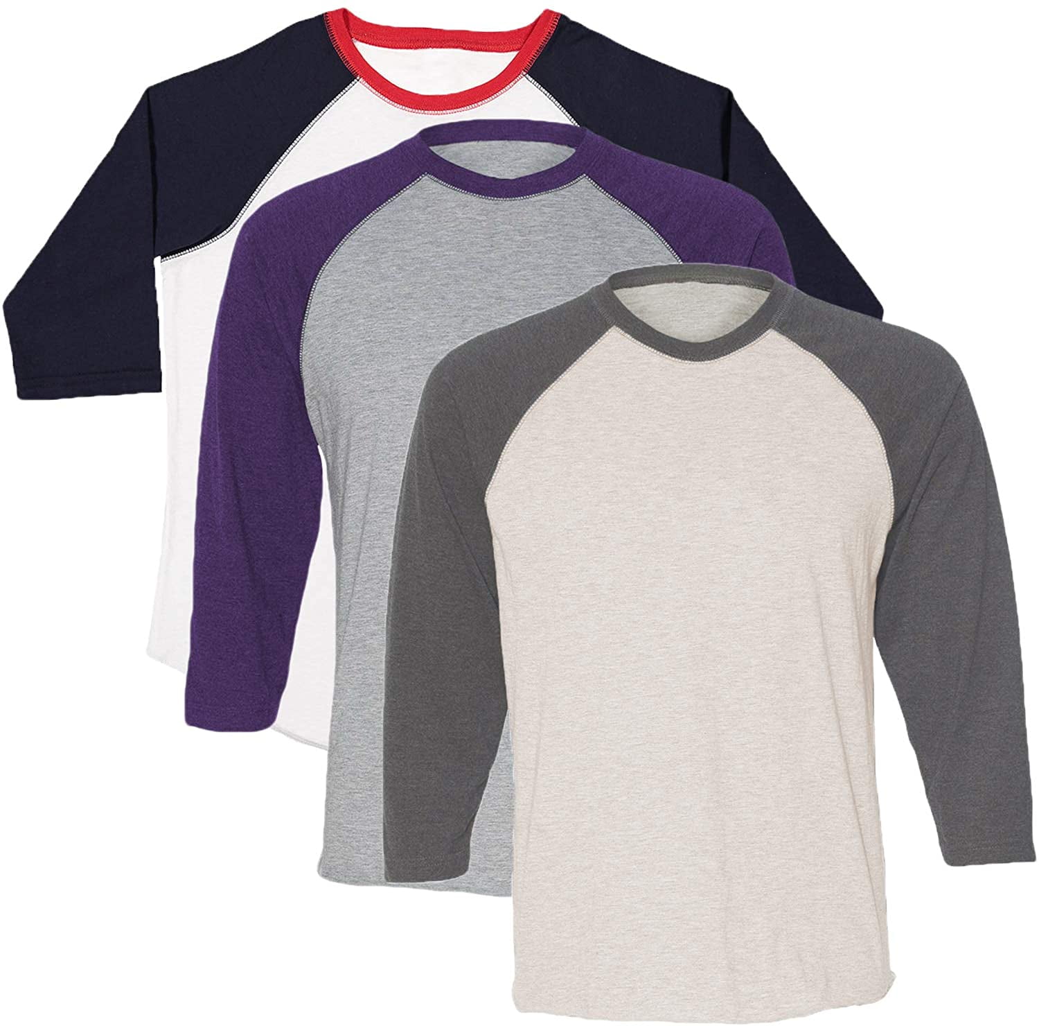 Marky G Apparel Girls' Baseball 3/4 Sleeve T-Shirt (Pack of 3)