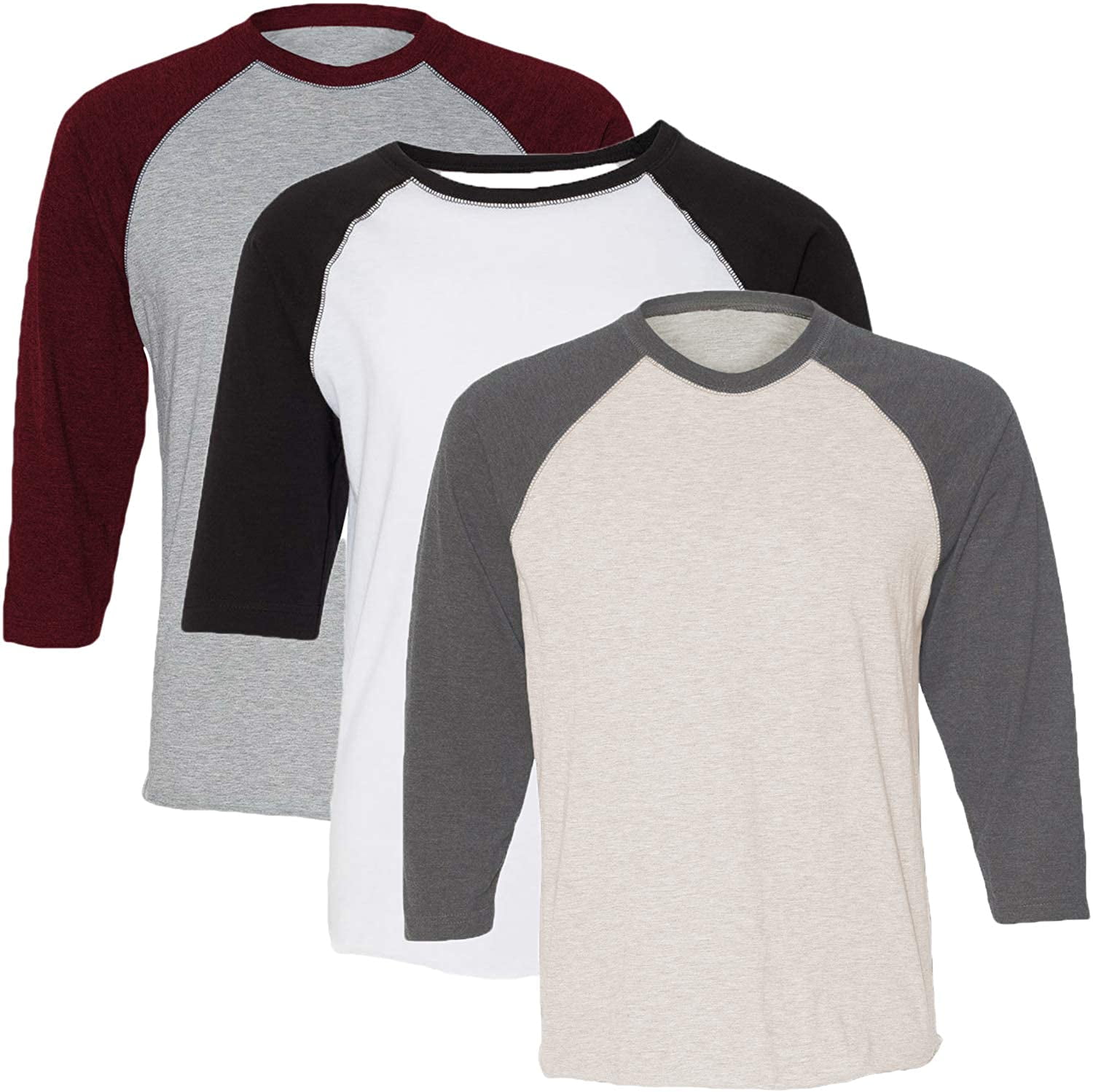 Marky G Apparel Girls' Baseball 3/4 Sleeve T-Shirt (Pack of 3)