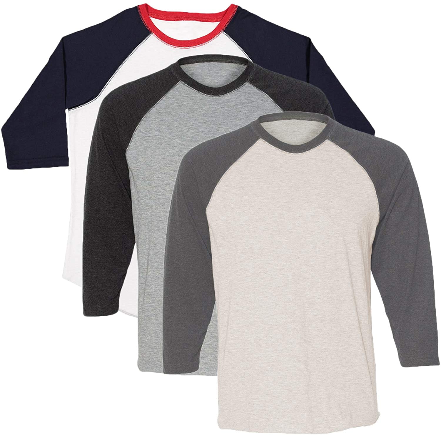 Marky G Apparel Girls' Baseball 3/4 Sleeve T-Shirt (Pack of 3)