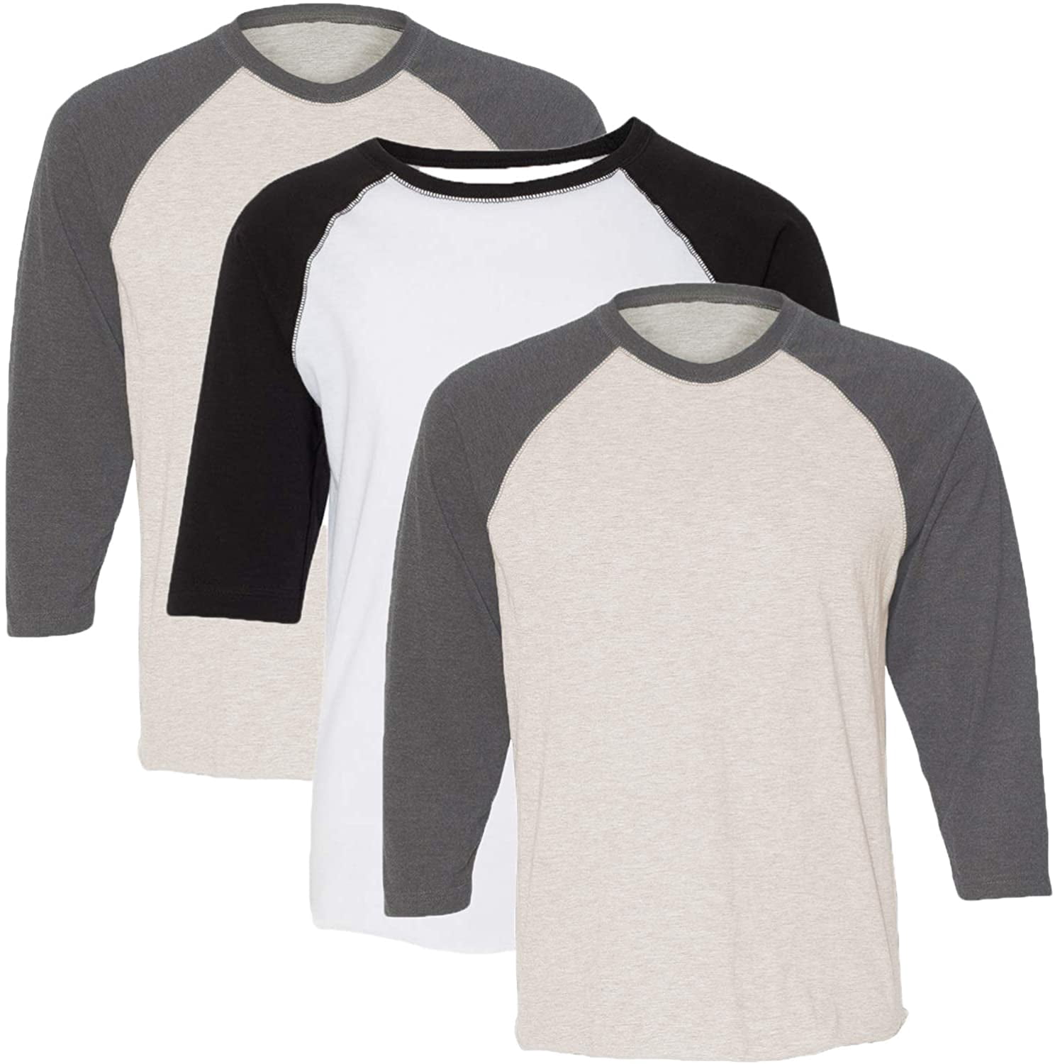 Marky G Apparel Girls' Baseball 3/4 Sleeve T-Shirt (Pack of 3)