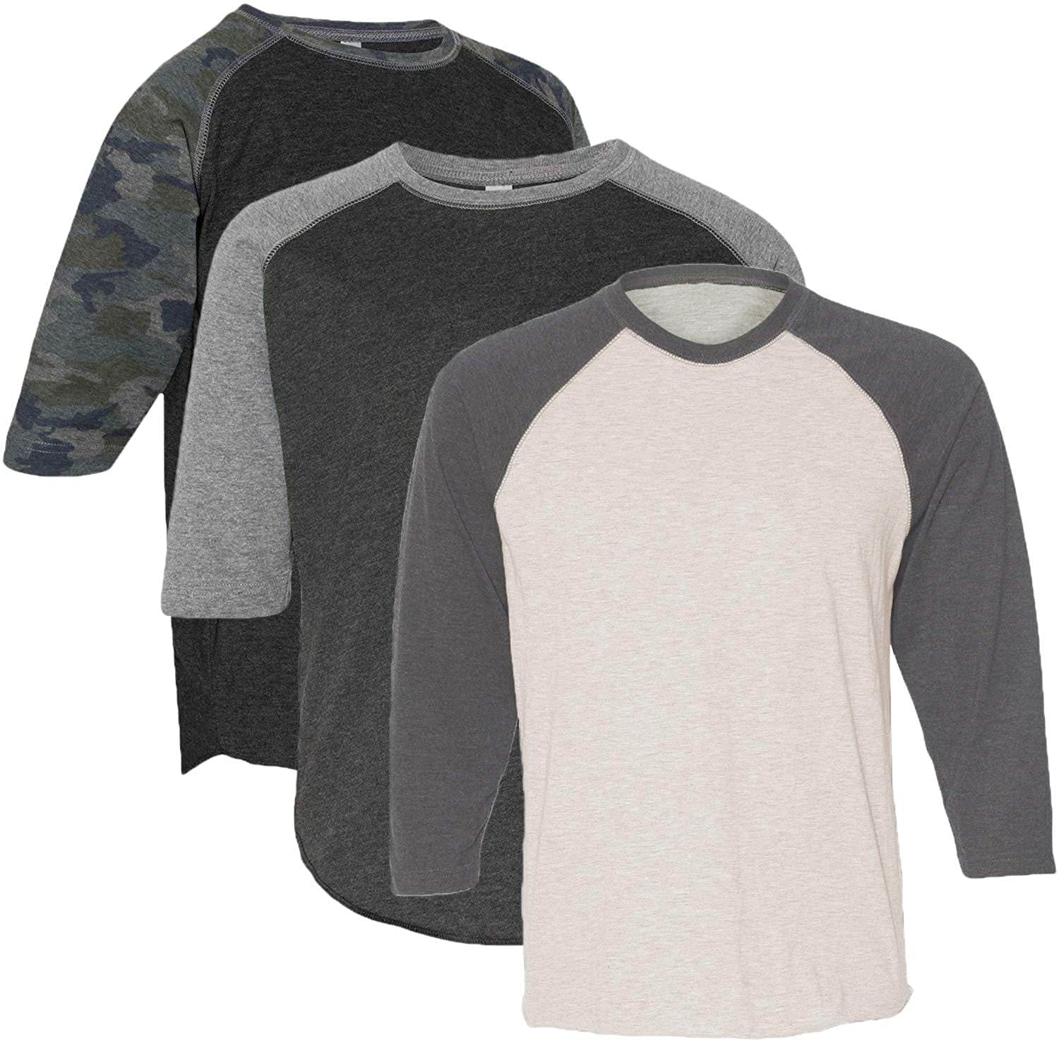 Marky G Apparel Girls' Baseball 3/4 Sleeve T-Shirt (Pack of 3)