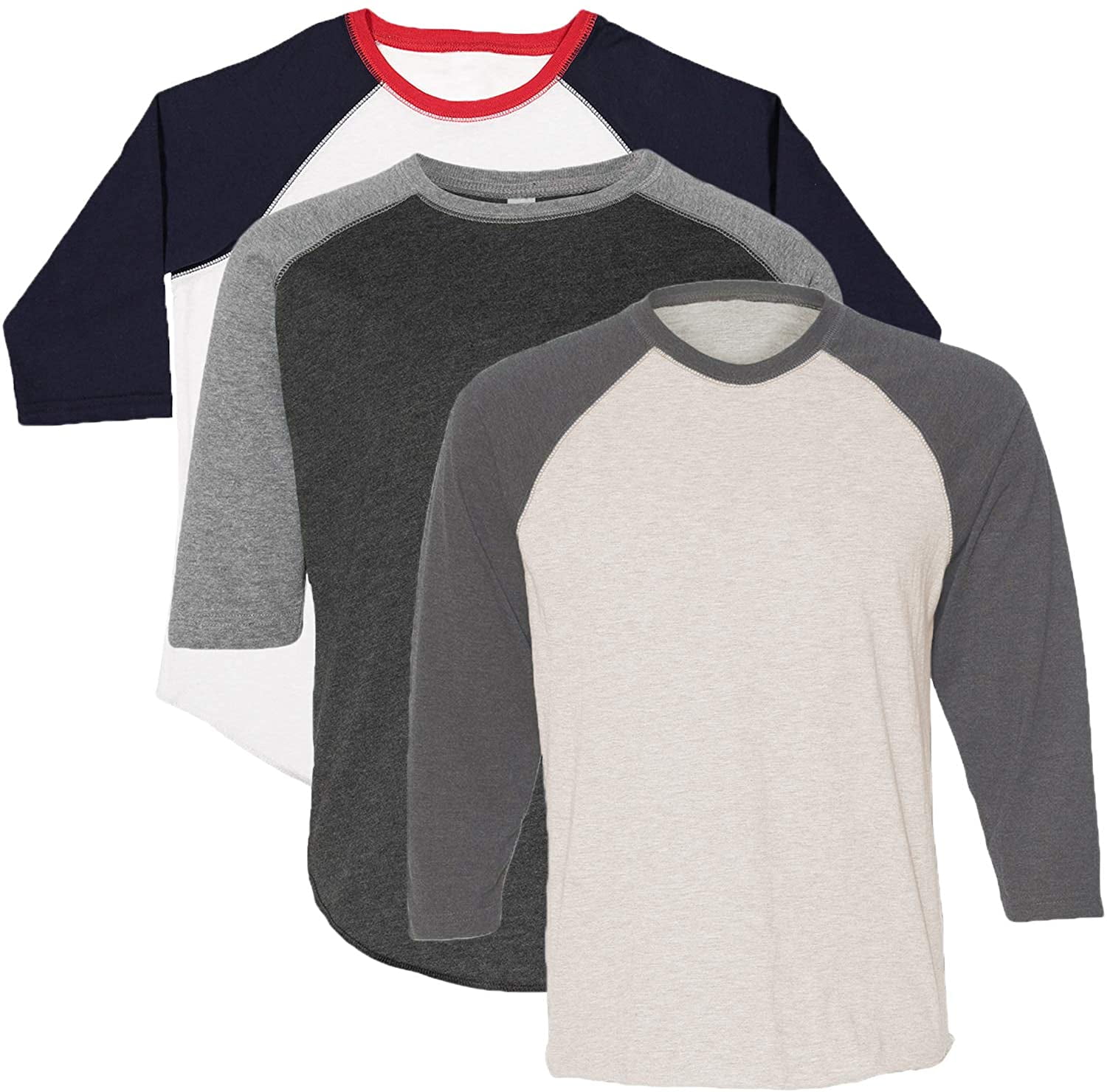 Marky G Apparel Girls' Baseball 3/4 Sleeve T-Shirt (Pack of 3)
