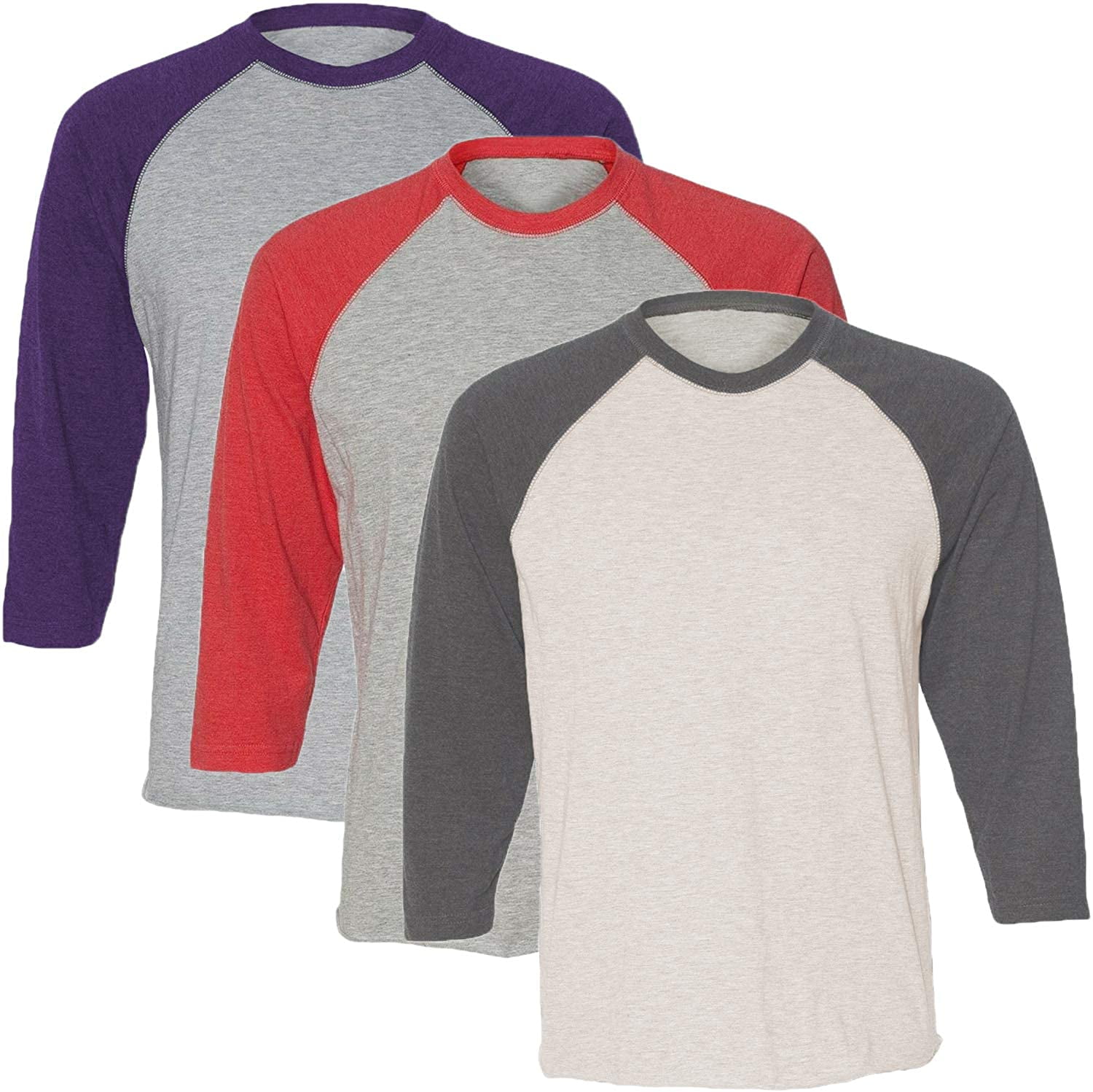 Marky G Apparel Girls' Baseball 3/4 Sleeve T-Shirt (Pack of 3)