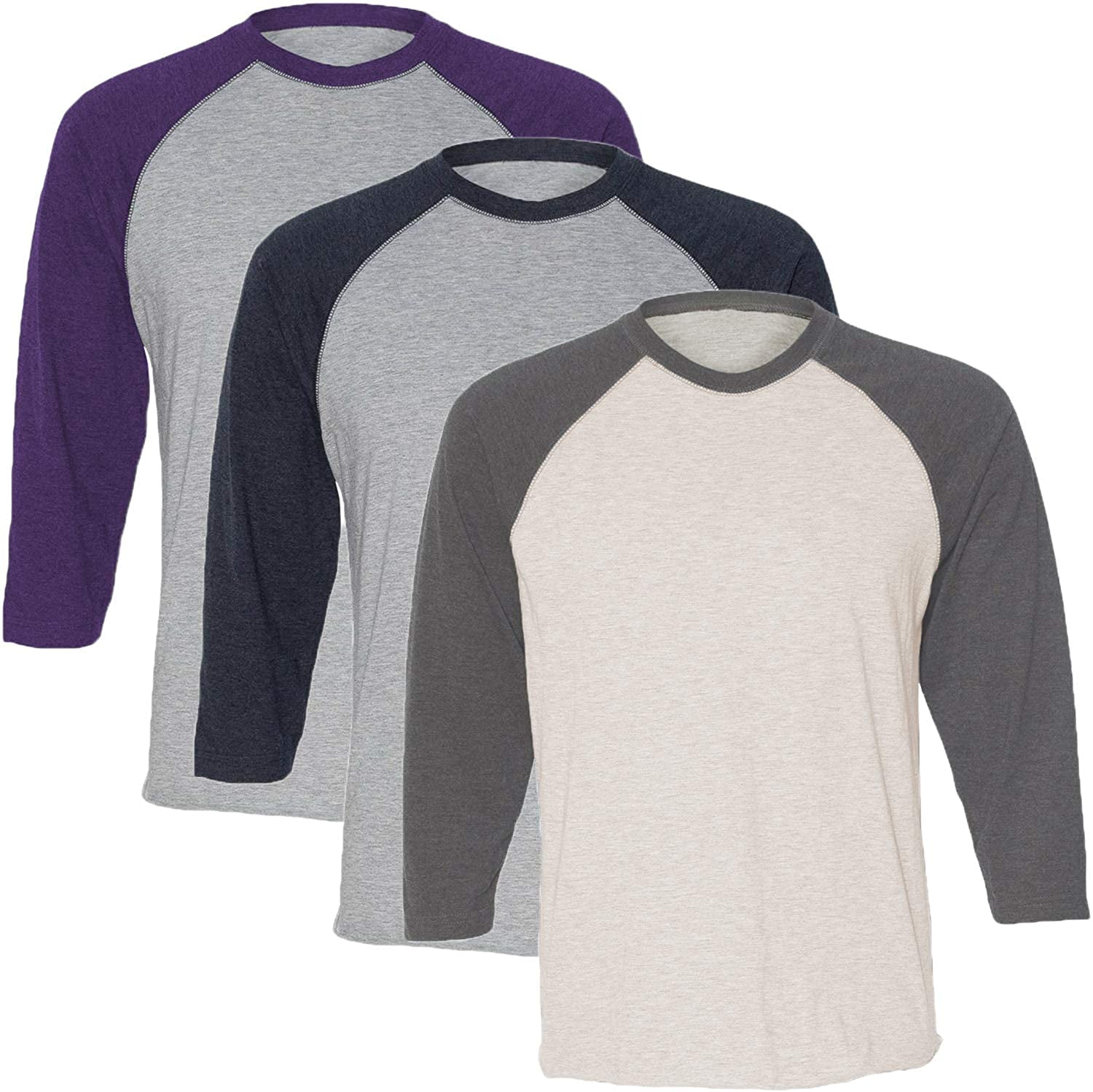 Marky G Apparel Girls' Baseball 3/4 Sleeve T-Shirt (Pack of 3)