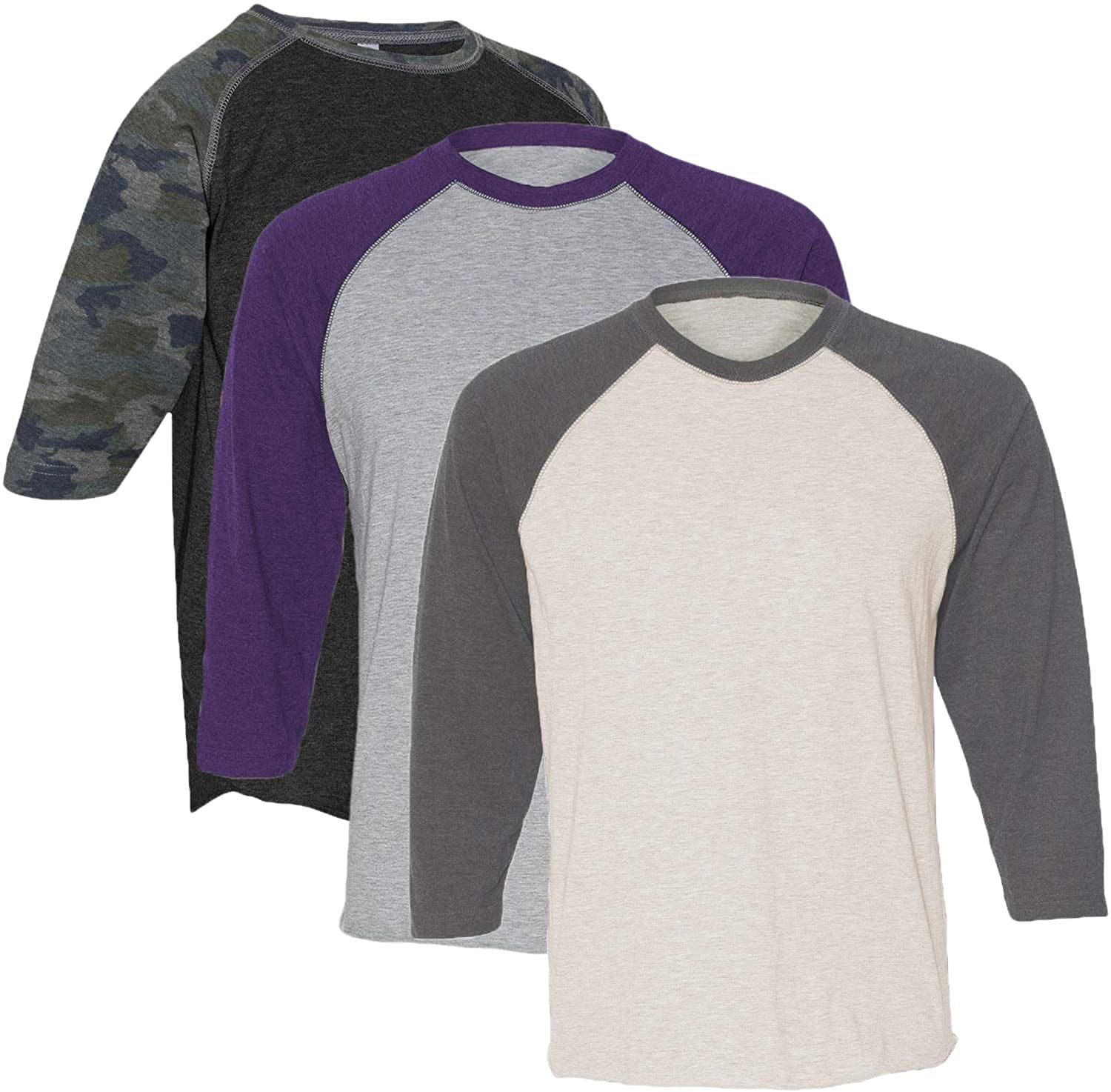 Marky G Apparel Girls' Baseball 3/4 Sleeve T-Shirt (Pack of 3)