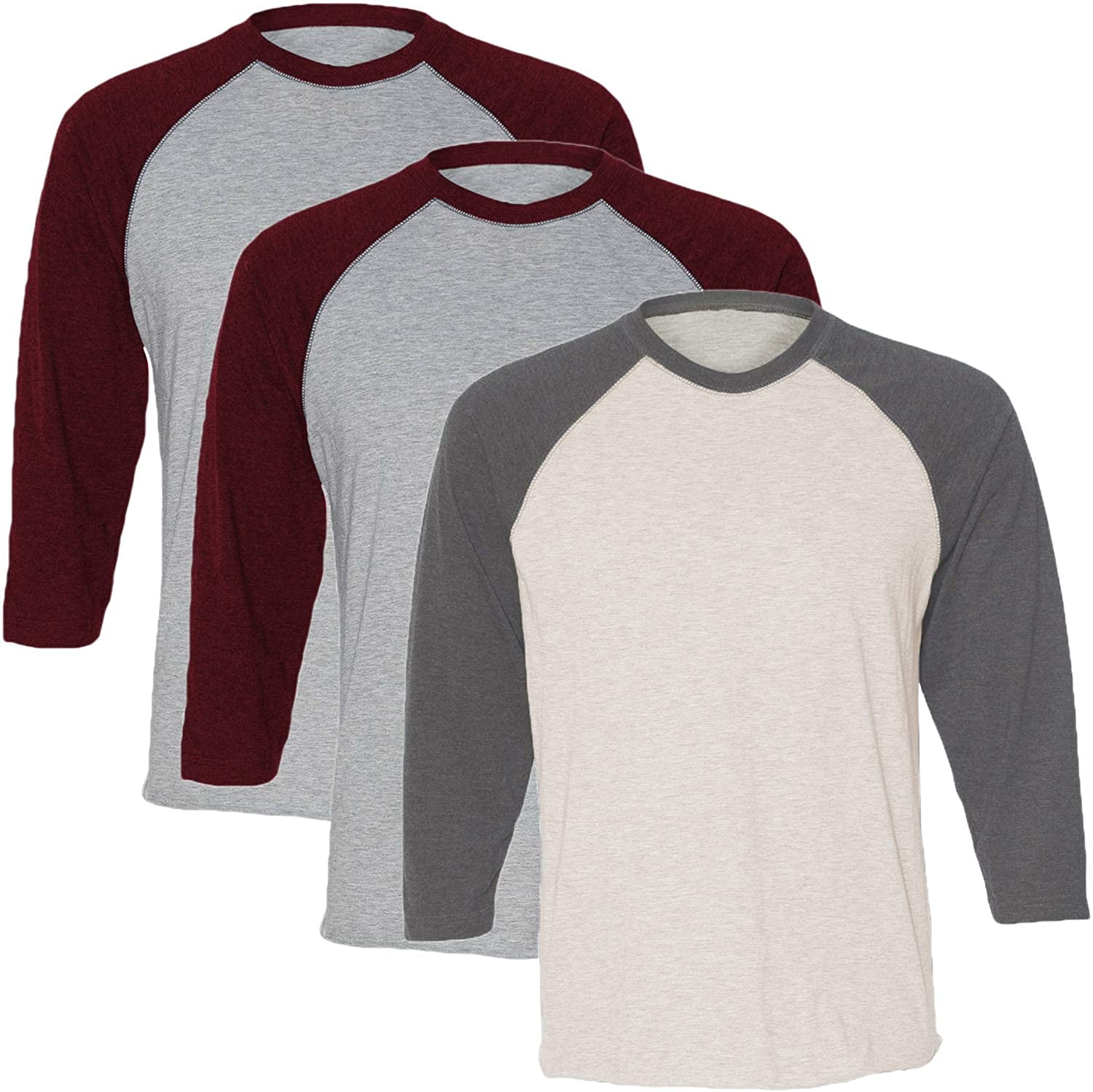 Marky G Apparel Girls' Baseball 3/4 Sleeve T-Shirt (Pack of 3)