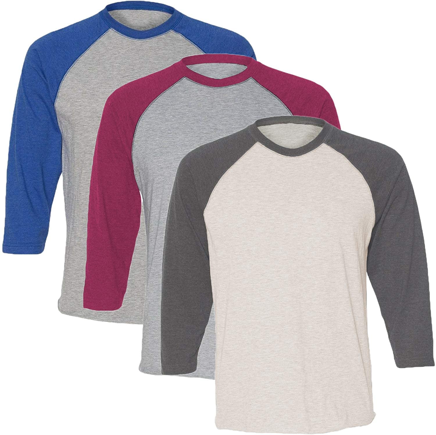 Marky G Apparel Girls' Baseball 3/4 Sleeve T-Shirt (Pack of 3)